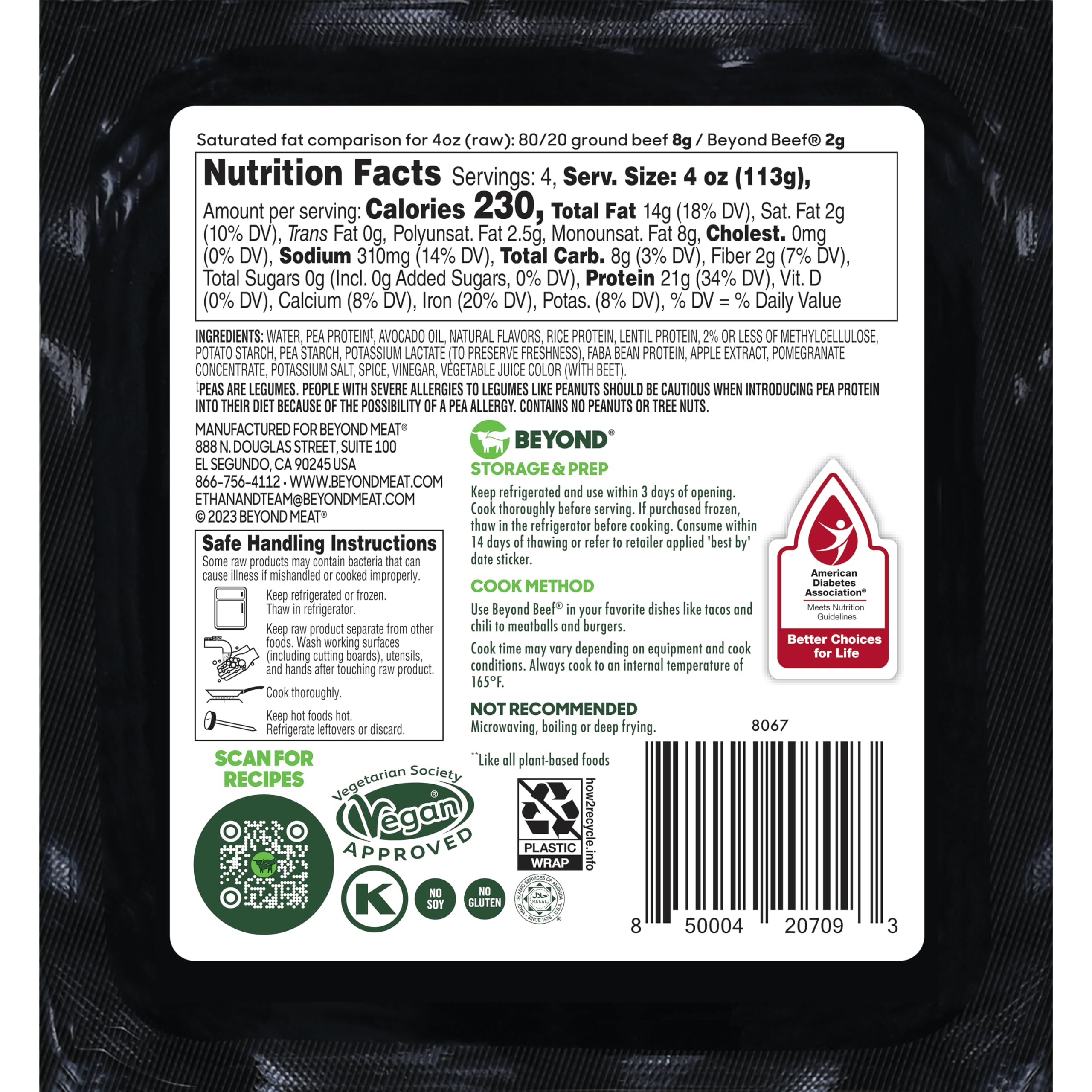 Beyond Meat Beyond Beef Plant-Based Ground 16 oz (1 lb) - Vegan Meat Alternative for Burgers, Tacos & Pasta - High Protein, Gluten Free, Non-GMO