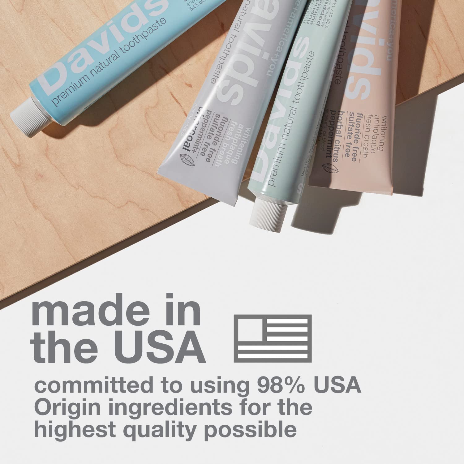 David's Fluoride-Free Toothpaste for Teeth Whitening & Antiplaque | SLS-Free, Enamel Health & Gum Detox | EWG Verified Peppermint Flavor (5.25oz) – Ideal for Sensitive Teeth & Natural Oral Care