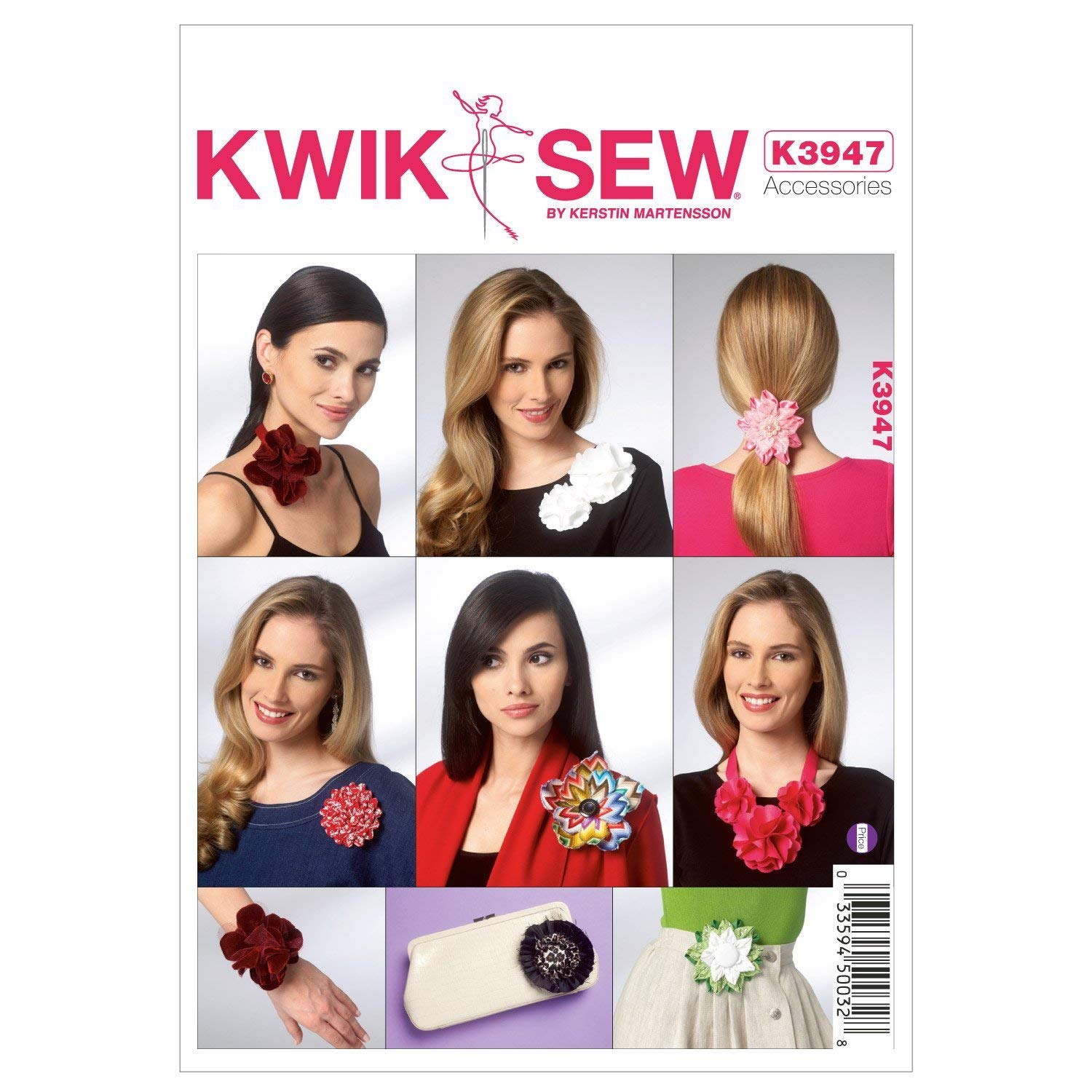 Kwik Sew K3947 Flower Accessories Sewing Pattern - DIY Fabric Flower Hair Clips, Brooches & Decorations for Crafters and Fashion Designers