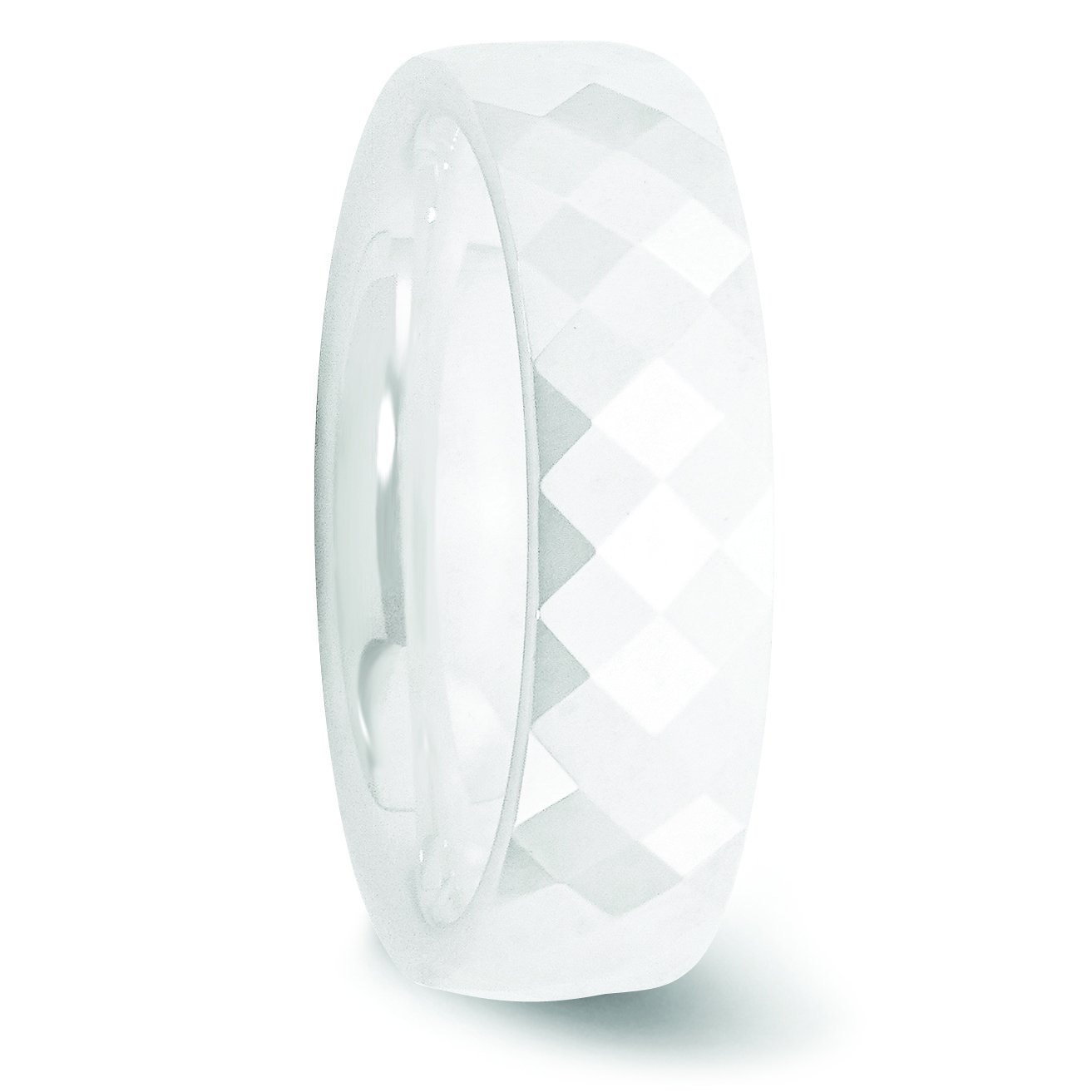 Men's Ceramic White 6mm Faceted Polished Wedding Band Ring - Durable & Comfortable for Everyday Wear, Anniversary Gifts & Special Occasions