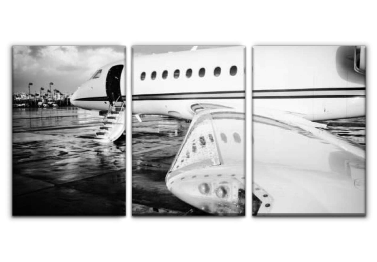 Falcon Business Jet Wall Art - Classic Black & White Canvas Print | Stretched & Framed Home Decor | Perfect for Living Room, Office & Aviation Enthusiast Spaces
