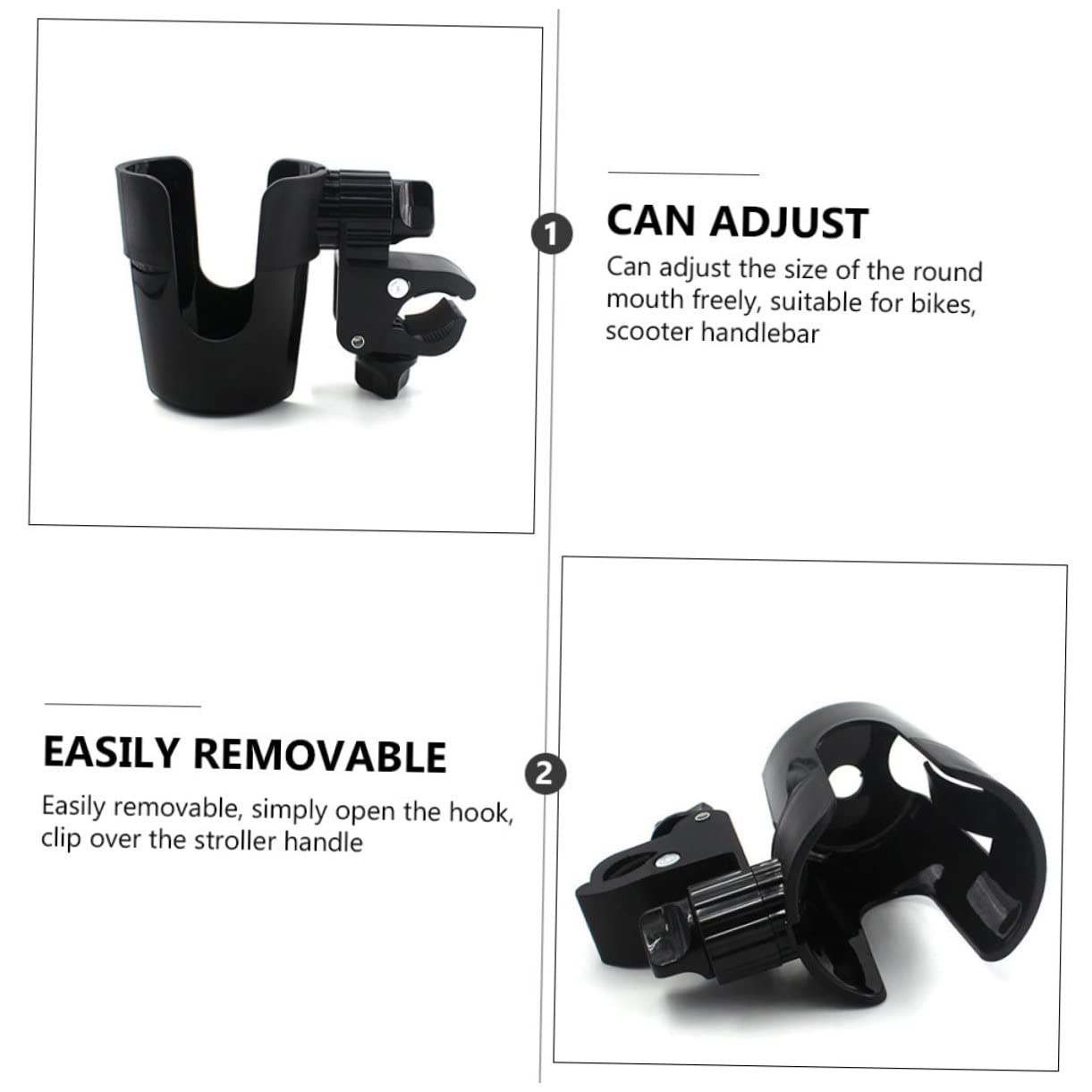 VICASKY Black Stroller & Bike Bottle Holder - Universal Drink Cup Holder for Strollers, Cruisers & Handlebars - Perfect for Cycling, Jogging & Outdoor Activities