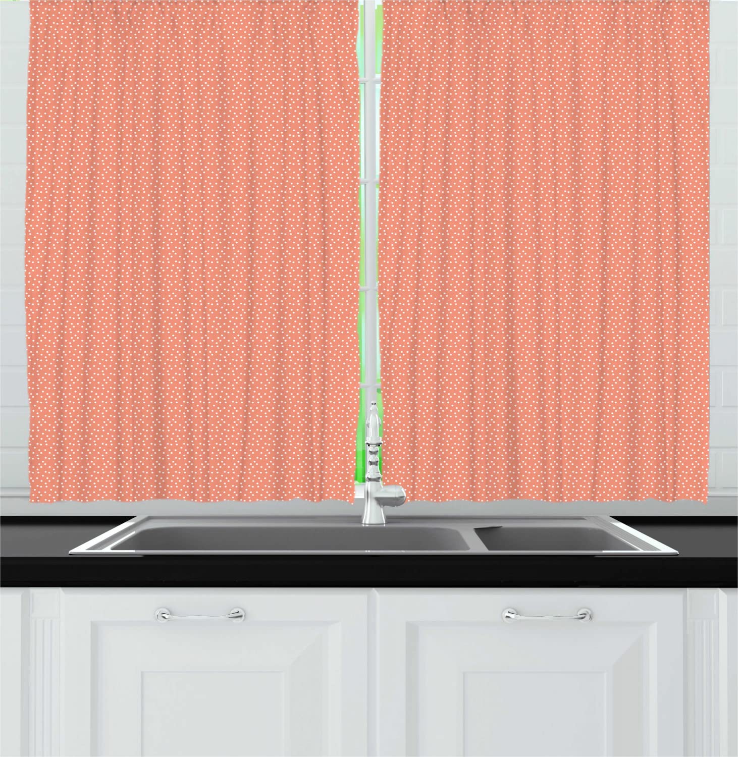 Ambesonne Polka Dot Kitchen Curtains Set of 2 Panels - 55