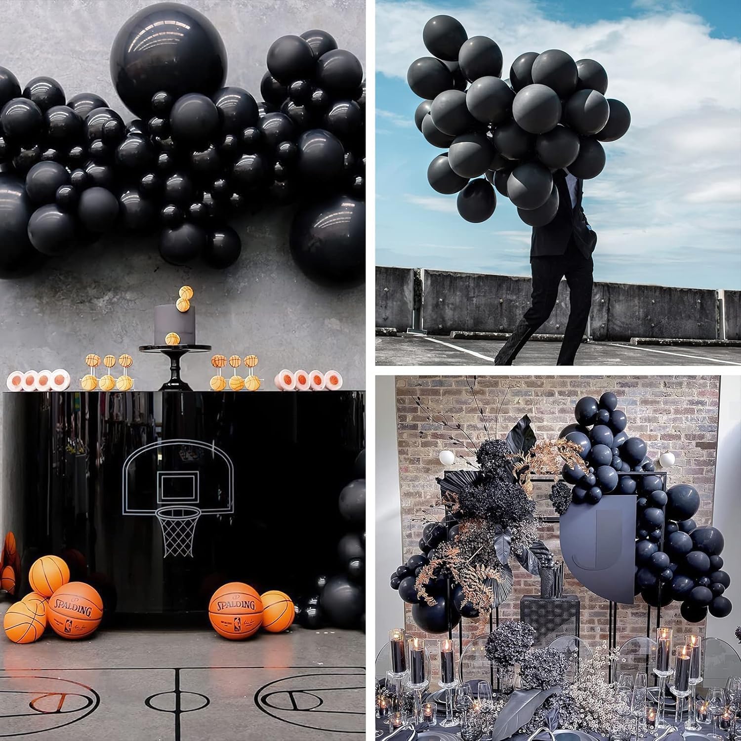 50 Pack 12 Inch Matte Black Latex Balloons - Helium Ready Party Decor for Graduation, Halloween, New Year, Anniversary, Birthday & Retirement Celebrations | Perfect for Indoor/Outdoor Party Decorations