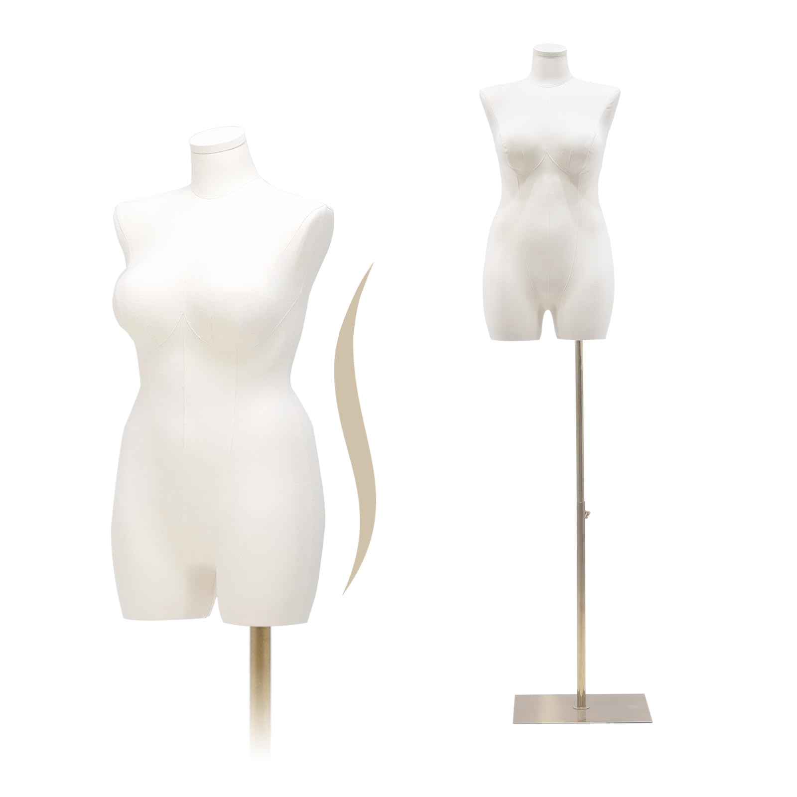 Plus Size Female Mannequin with Metal Base - Full Figure Dress Form for Clothing Stores, Window Displays & Jewelry Design | White Torso for Fashion Boutique & Retail Visual Merchandising (Ideal for Plus Size Apparel, Dresses & Accessory Presentation)