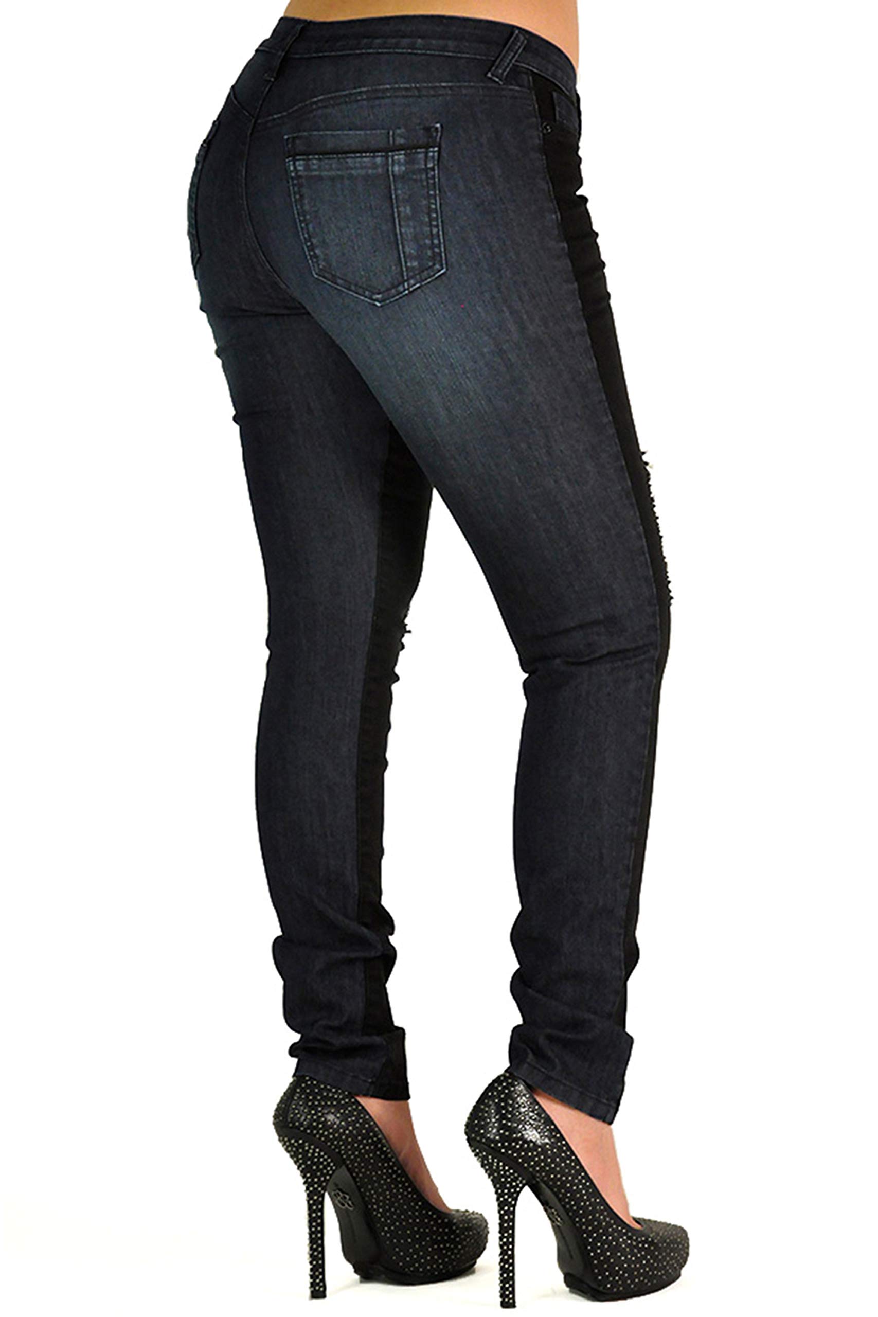 Poetic Justice Women's Curvy Fit Stretch Denim Mid Rise Skinny Jeans - Comfortable & Flattering for Casual Wear, Date Nights & Office Outfits