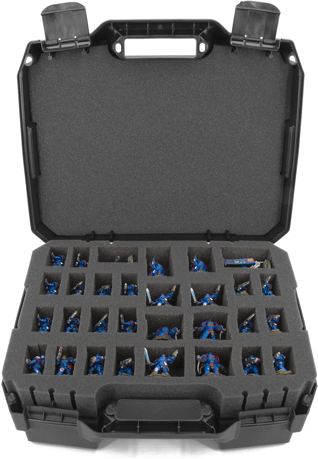CASEMATIX Miniature Storage Hard Shell Case - Dual Layer Foam Protector for Warhammer 40K, D&D Miniatures | Portable Game Figure Organizer for Tabletop RPG, Wargaming & Collectibles