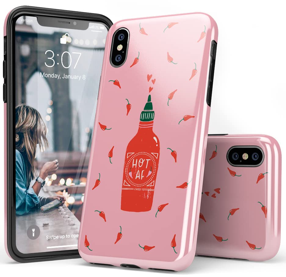 Spicy AF iPhone Xs Max Case - Pink Chili Hot Sauce Design | Trendy Protective Cover for iPhone Xs Max | Perfect for Foodies, Hot Sauce Lovers & Unique Gift Ideas