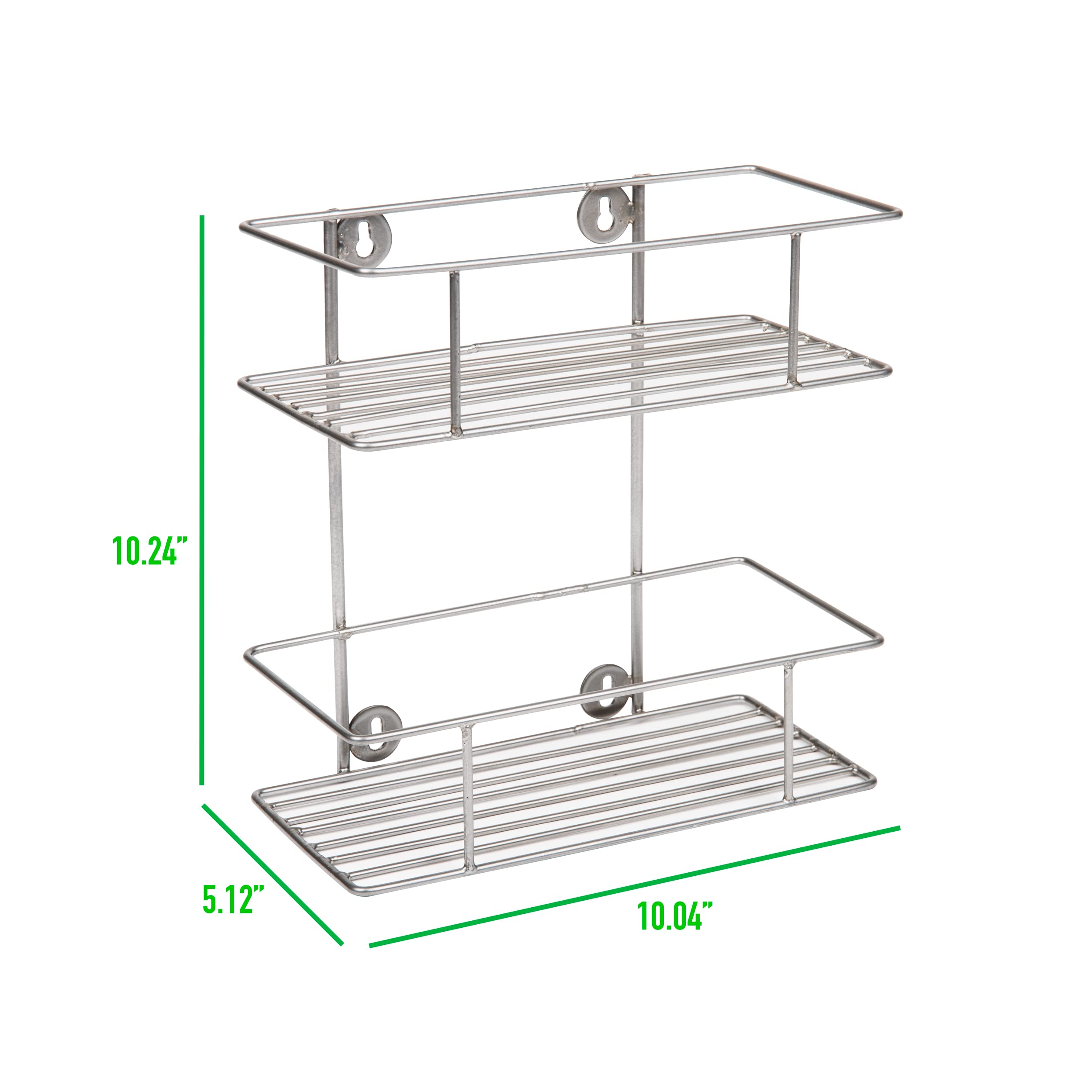 Mind Reader Alloy Collection 2-Shelf Wall Mount Organizer - Silver Metal Storage Shelf for Bathroom, Kitchen, Office & Garage Organization