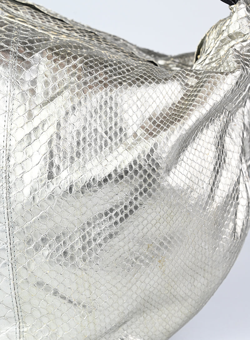 Fendi Silver Leather Handbag for Women | Luxury Designer Shoulder Bag | Perfect for Work, Evening Events & Travel