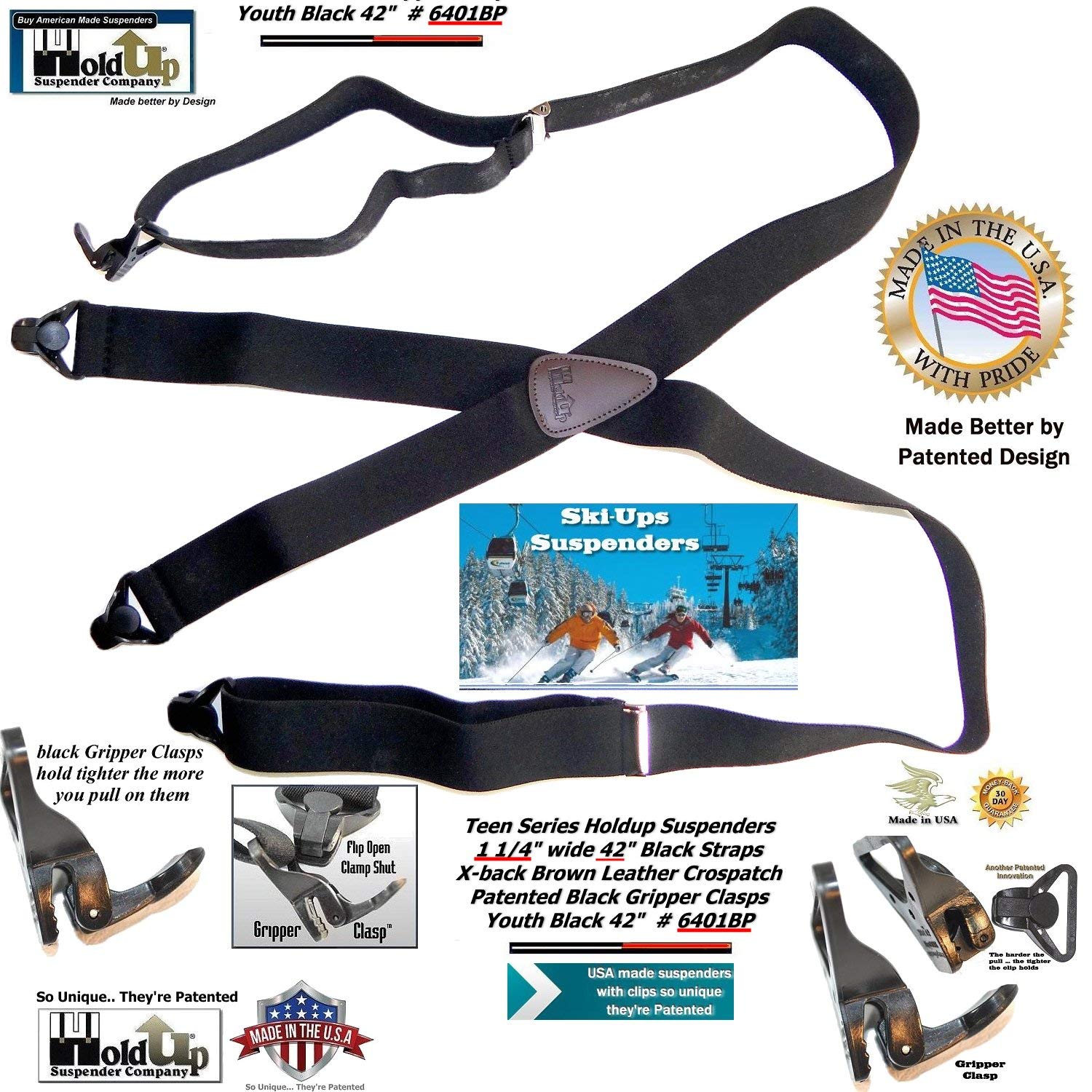 Boys Suspenders with Patented Gripper Clasp - Perfect for School & Formal Wear