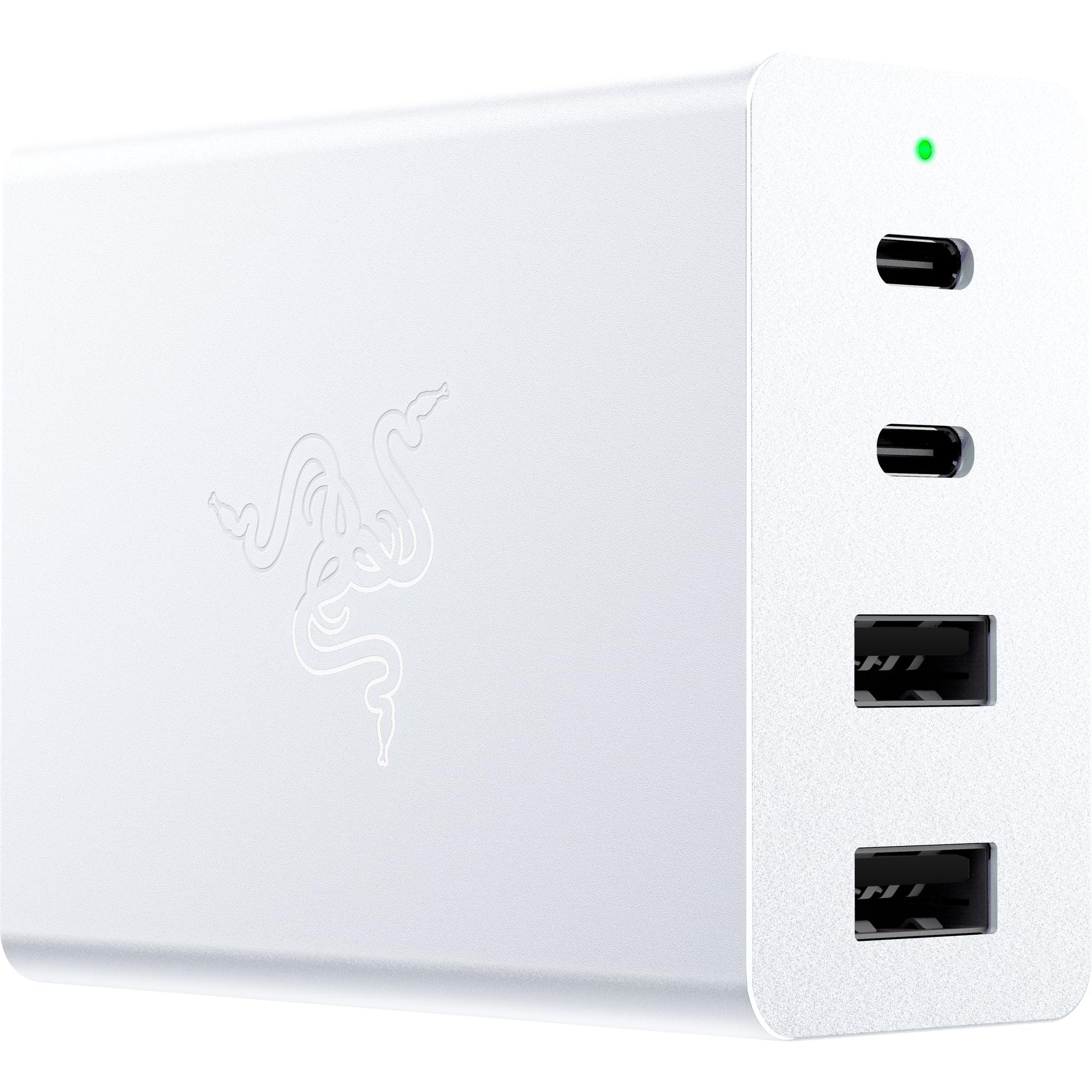 Razer USB-C 130W GaN Charger - 4 Port Fast Charging for Laptops, MacBook, iPad, iPhone & Samsung Galaxy - Compact Travel Charger with International Plugs - Perfect for Home, Office & Travel - White