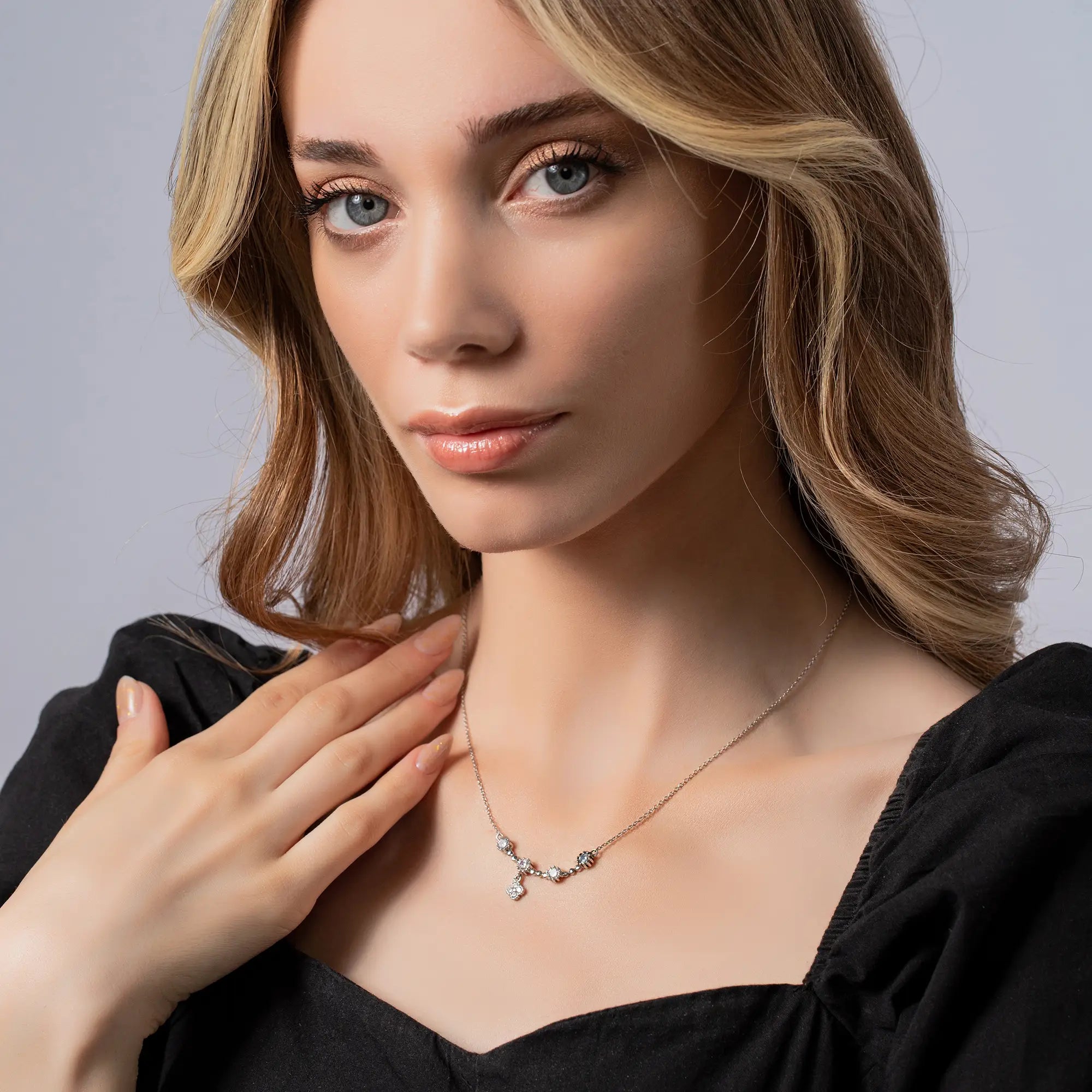 Elegant Stainless Steel Station Necklace for Women - Minimalist Layering Pendant Jewelry Gift for Her - Perfect for Everyday Wear, Date Nights & Special Occasions
