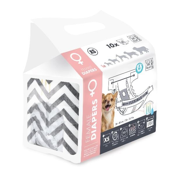M PETS Female Dog Diapers - Washable & Reusable Pet Diapers for Small to Medium Dogs - Perfect for Incontinence, Heat Cycles, and Travel Use