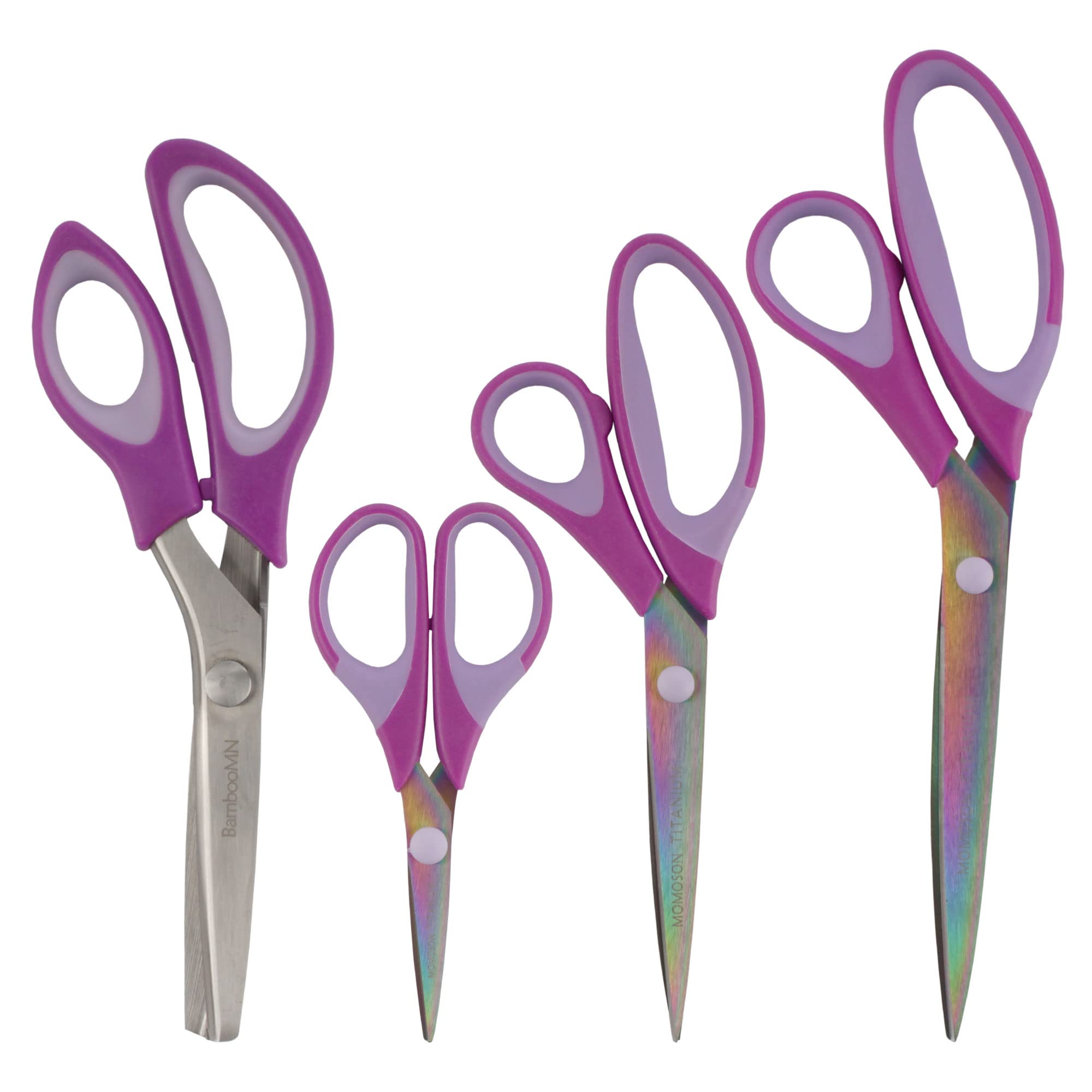 JubileeYarn Titanium Softgrip Scissors Set - 10 Pack of 4 Sharp Precision Scissors for Sewing, Fabric Cutting, Arts & Crafts, Office Use - Perfect for Quilting, Dressmaking, DIY Projects & School Supplies - Purple