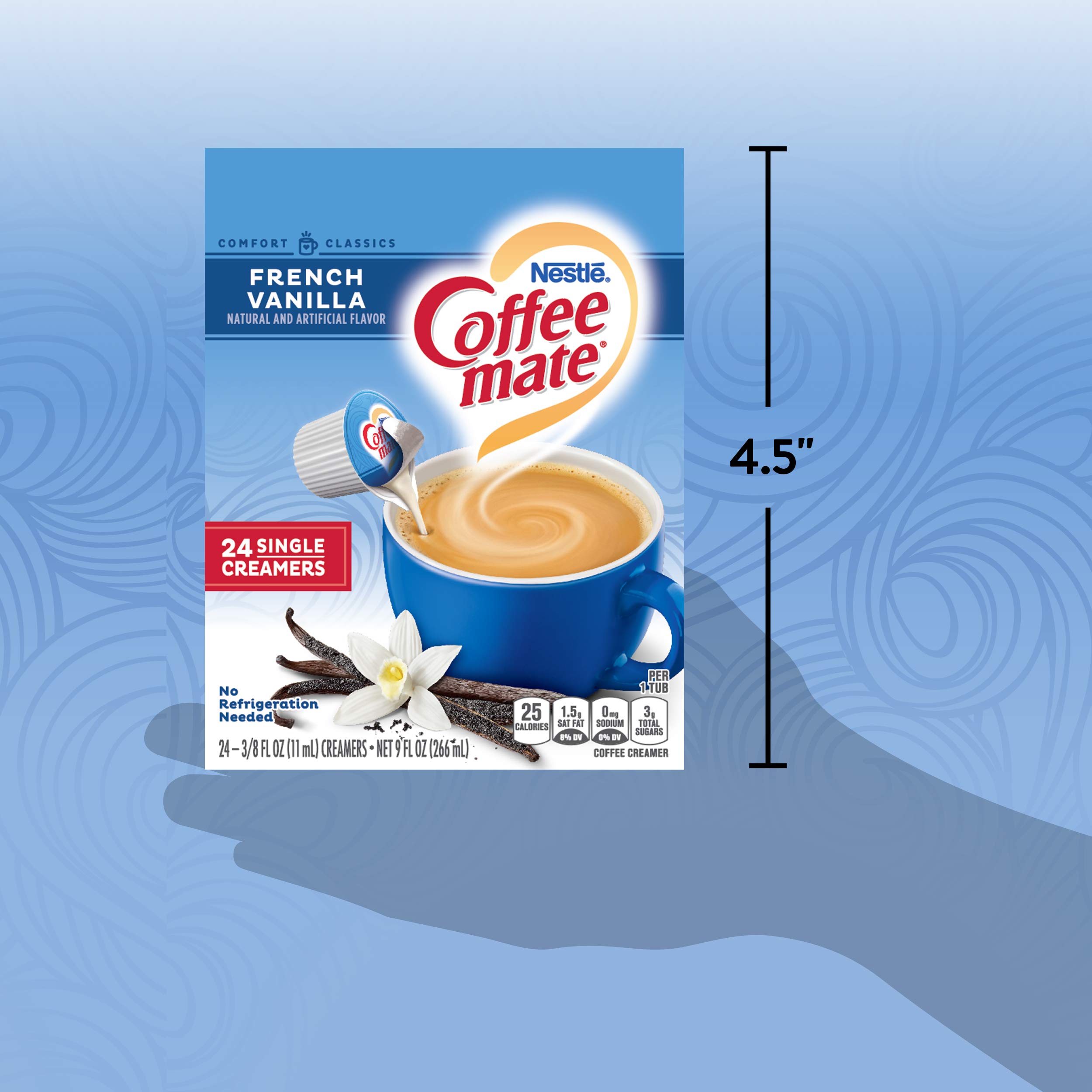 Coffee-Mate French Vanilla Liquid Coffee Creamer Singles - 24 Count (Pack of 4) | Non-Dairy Creamer for Coffee, Tea & Hot Beverages | Perfect for Office, Travel & Home Use