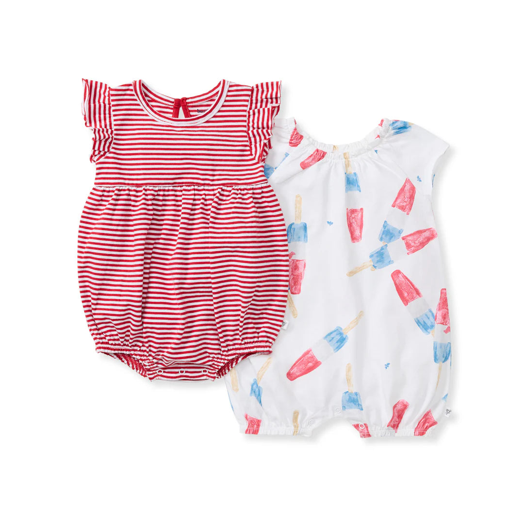 2 Pack Rocket Pop Romper - Baby Girls' Summer Outfits | Soft Cotton Short Sleeve Jumpsuits for Toddlers | Perfect for Playdates, Beach Trips & Family Photos