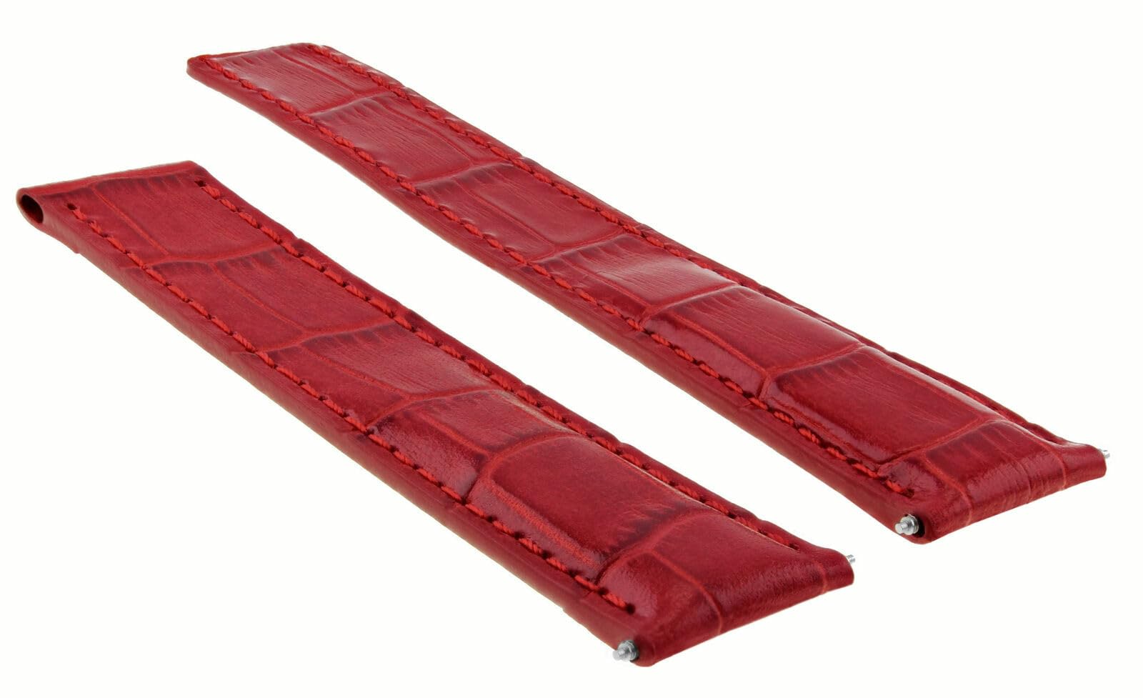Premium 18mm Genuine Leather Watch Band Strap for Cartier Tank Watch - Red Deployment Clasp Replacement | Elegant & Durable Accessory for Business, Casual & Formal Occasions