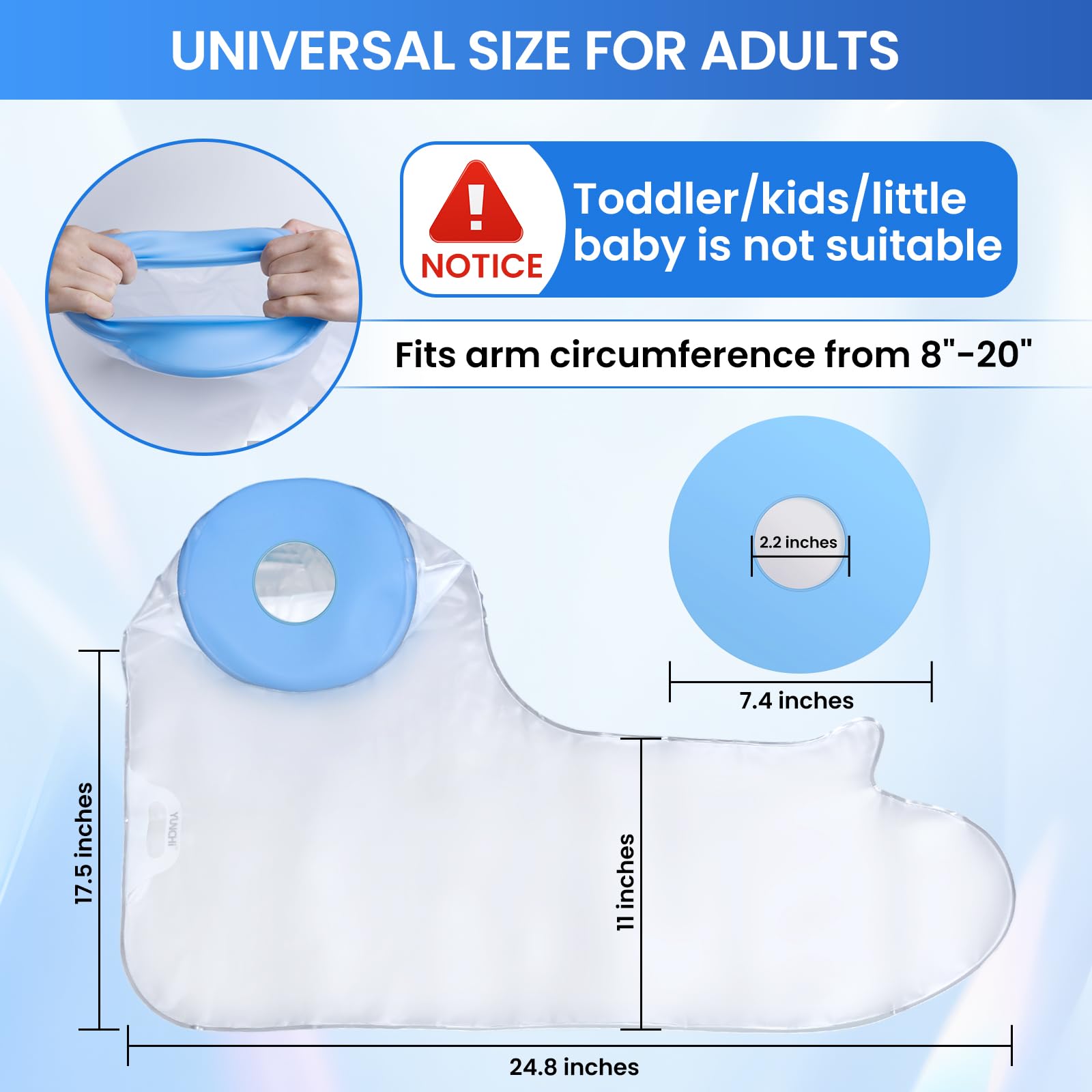 Waterproof Shower Arm Cast Cover - Soft, Comfortable & Reusable Arm Cast Protector for Adults - Ideal for Post-Surgery Bandage Protection & Daily Showering