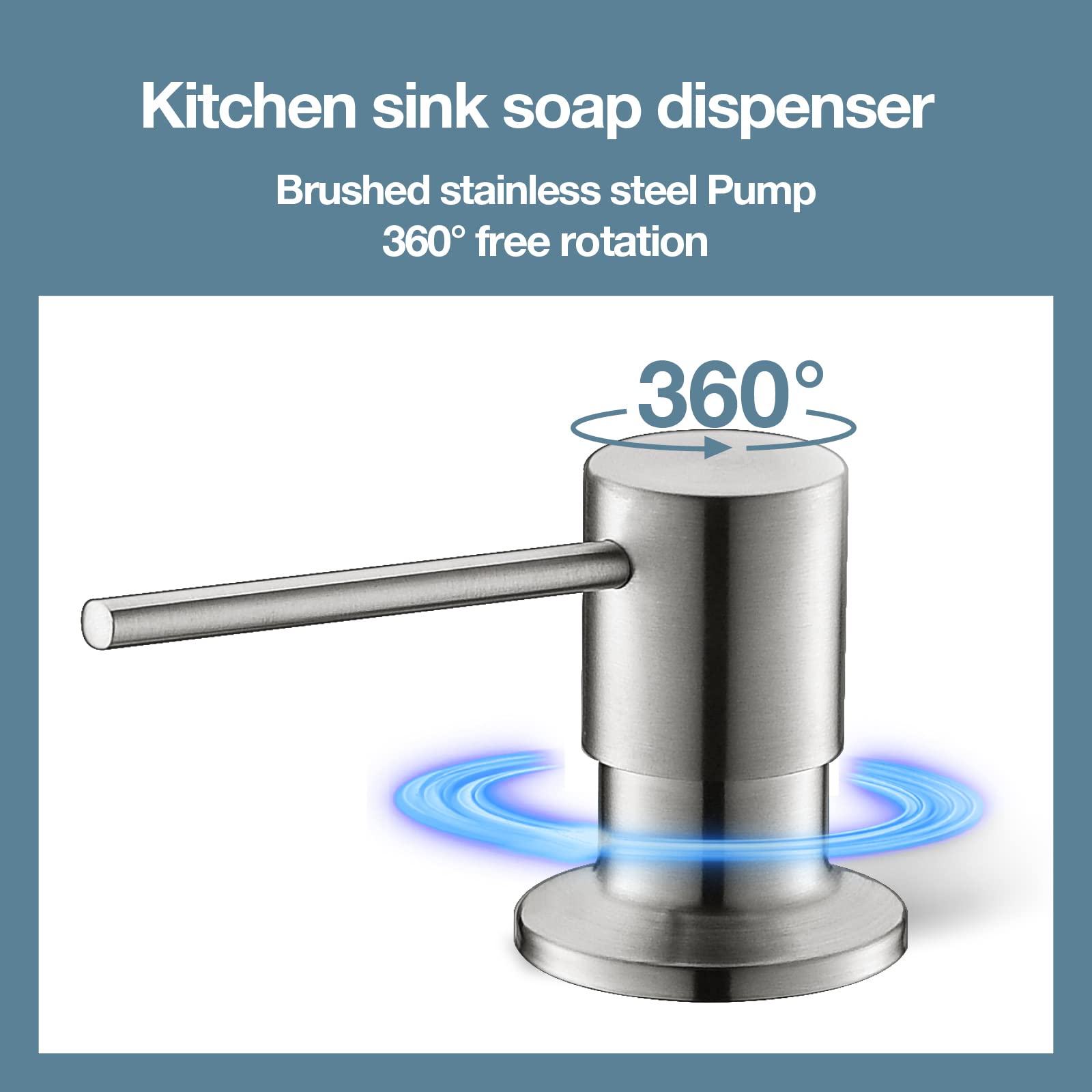 Brushed Nickel Soap Dispenser for Kitchen Sink - 17OZ Refillable Stainless Steel Built-in Pump for Liquid Soap or Lotion | Above Counter Design for Easy Refilling | Perfect for Modern Kitchens, Bathrooms & Restaurants