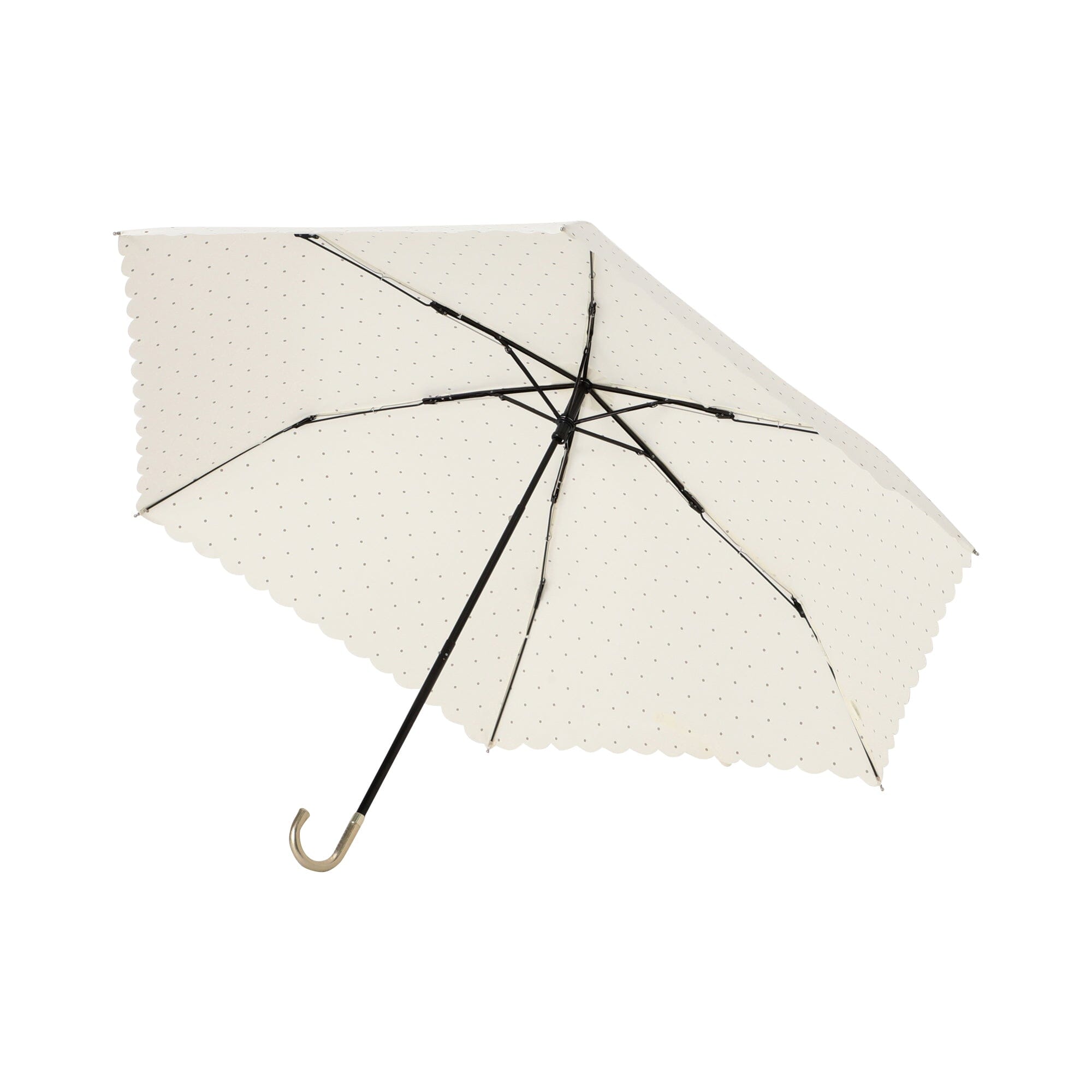 Dot Glitter Heat Cut Folding Umbrella - Stylish White Compact Travel Umbrella for Women, Rain & Sun Protection - Perfect for Commuting, Beach, and Outdoor Events