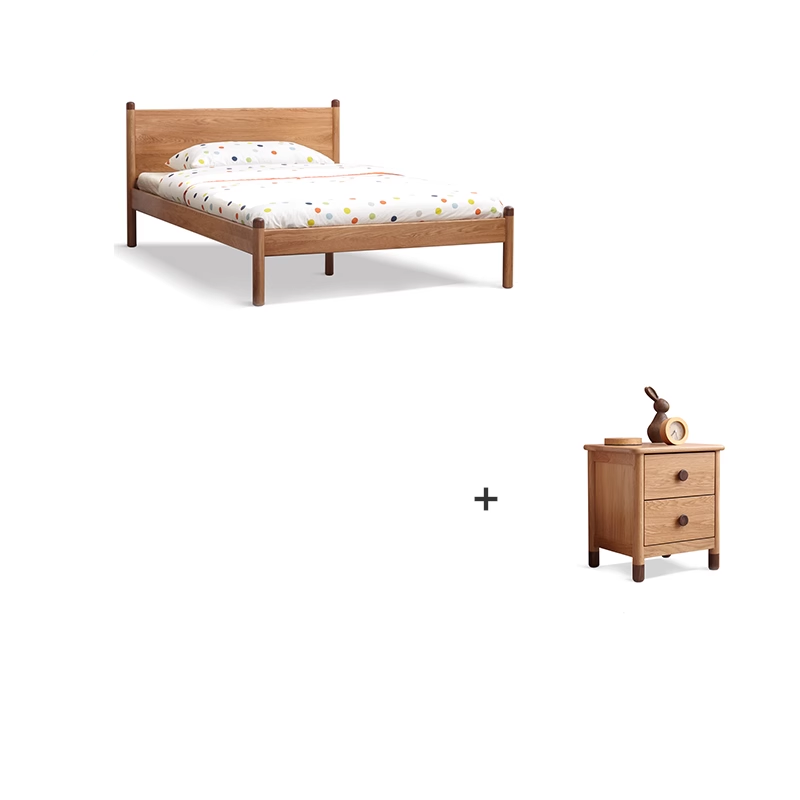 Solid Oak Wood Kids Bed - Sturdy & Safe Children's Bedroom Furniture for Toddlers & Teens - Perfect for Bedrooms, Daycare, and Guest Rooms