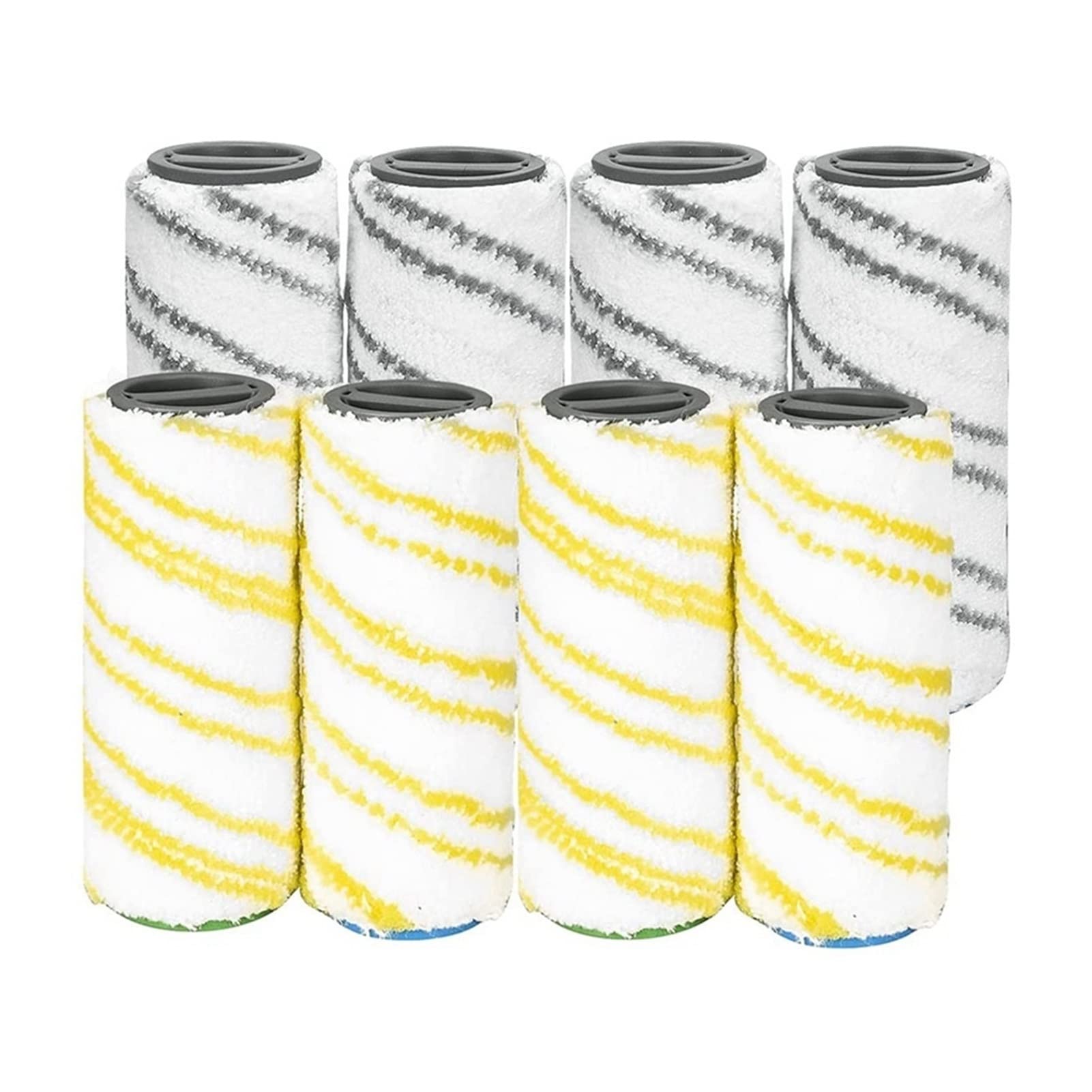 UVIYO 8-Piece Replacement Roller Set for Karcher FC7 FC5 FC3 FC3D Electric Floor Cleaner - Compatible with Models 2.055-007.0 & 2.055-006.0 - Gray Yellow Accessories - Perfect for Hardwood, Tile & Laminate Floor Cleaning