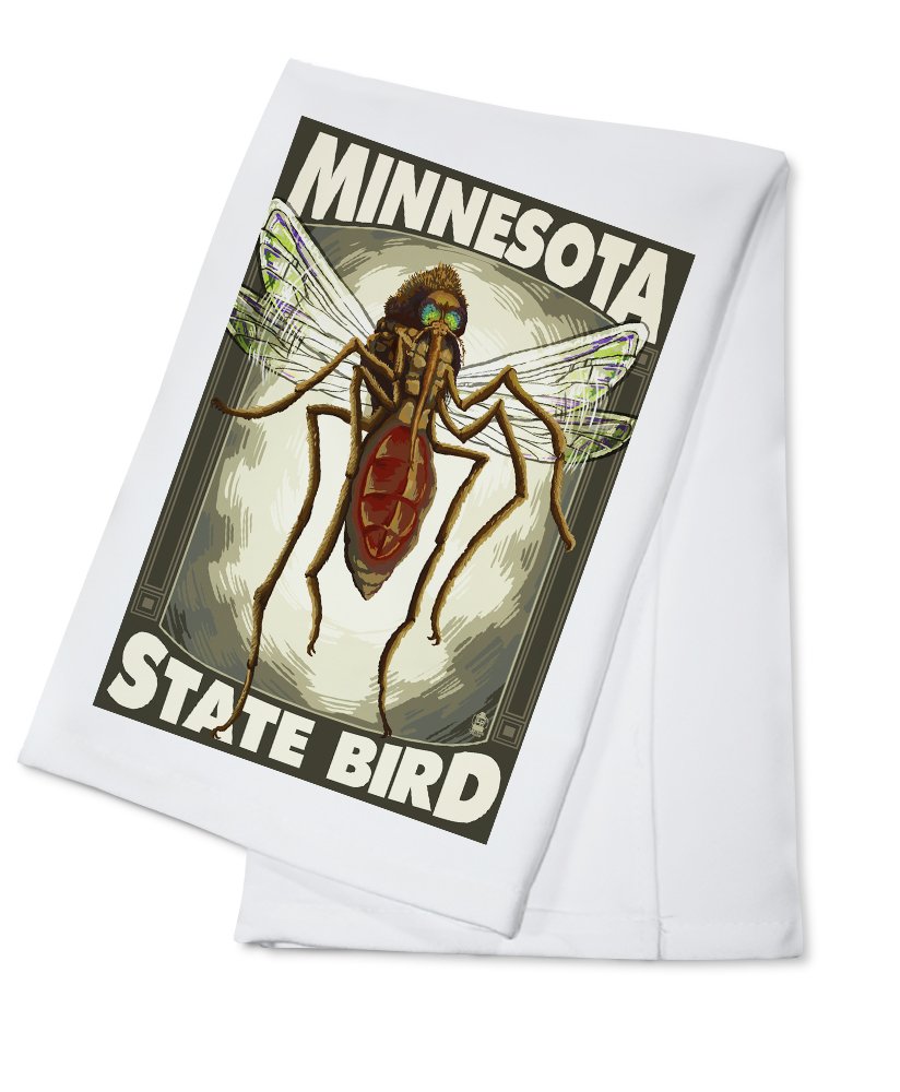 Minnesota State Bird Mosquito Design 100% Cotton Tea Towel - Decorative Kitchen Hand Towel for Home & Gift Use - Perfect for Cooking, Drying Dishes, and Farmhouse Decor