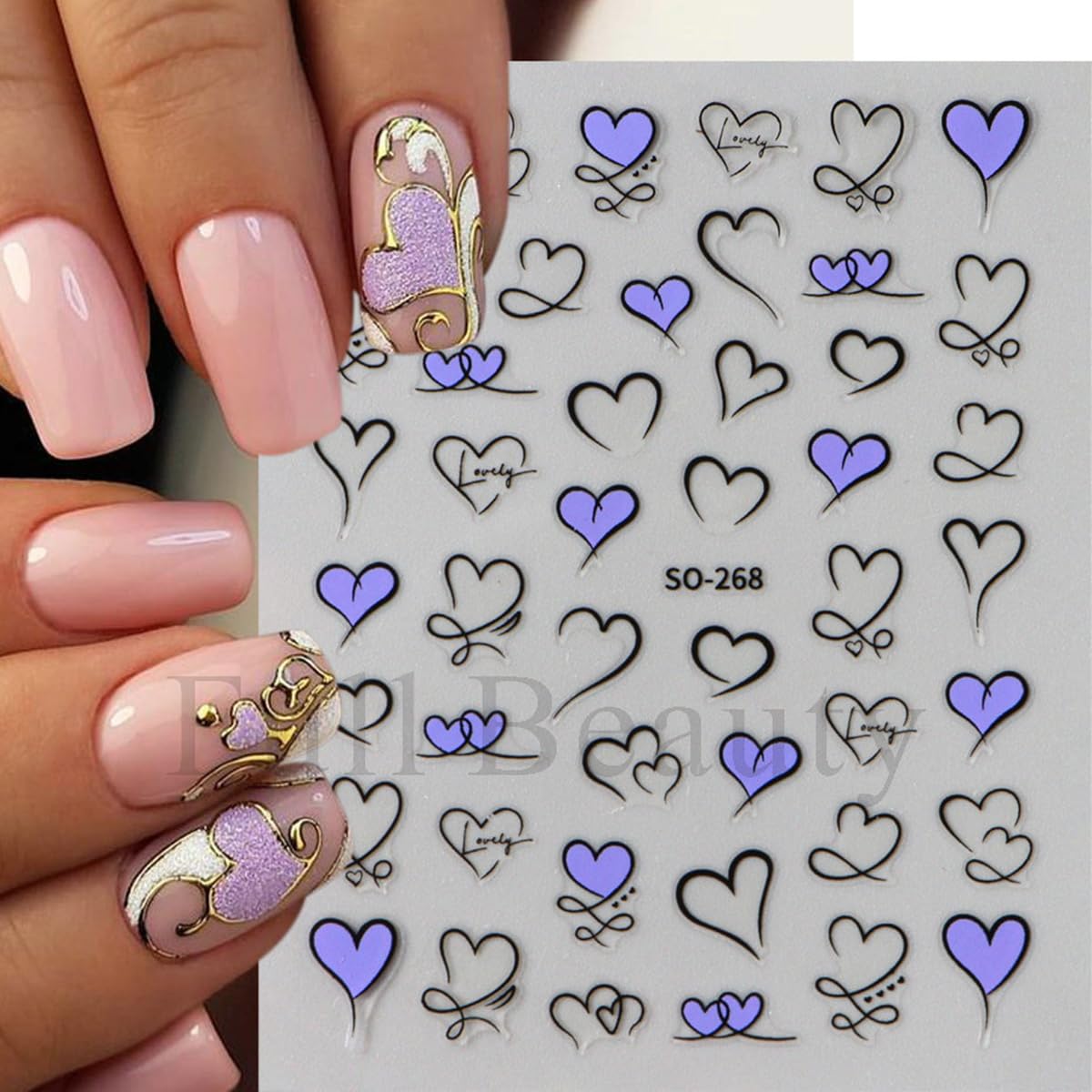 3D Heart Nail Stickers - Valentine's Day Manicure Decor for Nail Art
