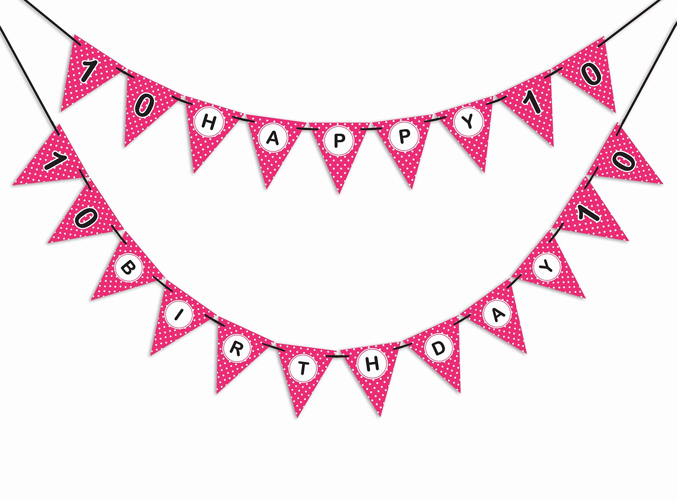 10th Birthday Party Decorations for Boys - Polka Dot Pennant Banner & Bunting Garland - Perfect for Kids' Birthday Parties, Classroom Celebrations & Photo Backdrops