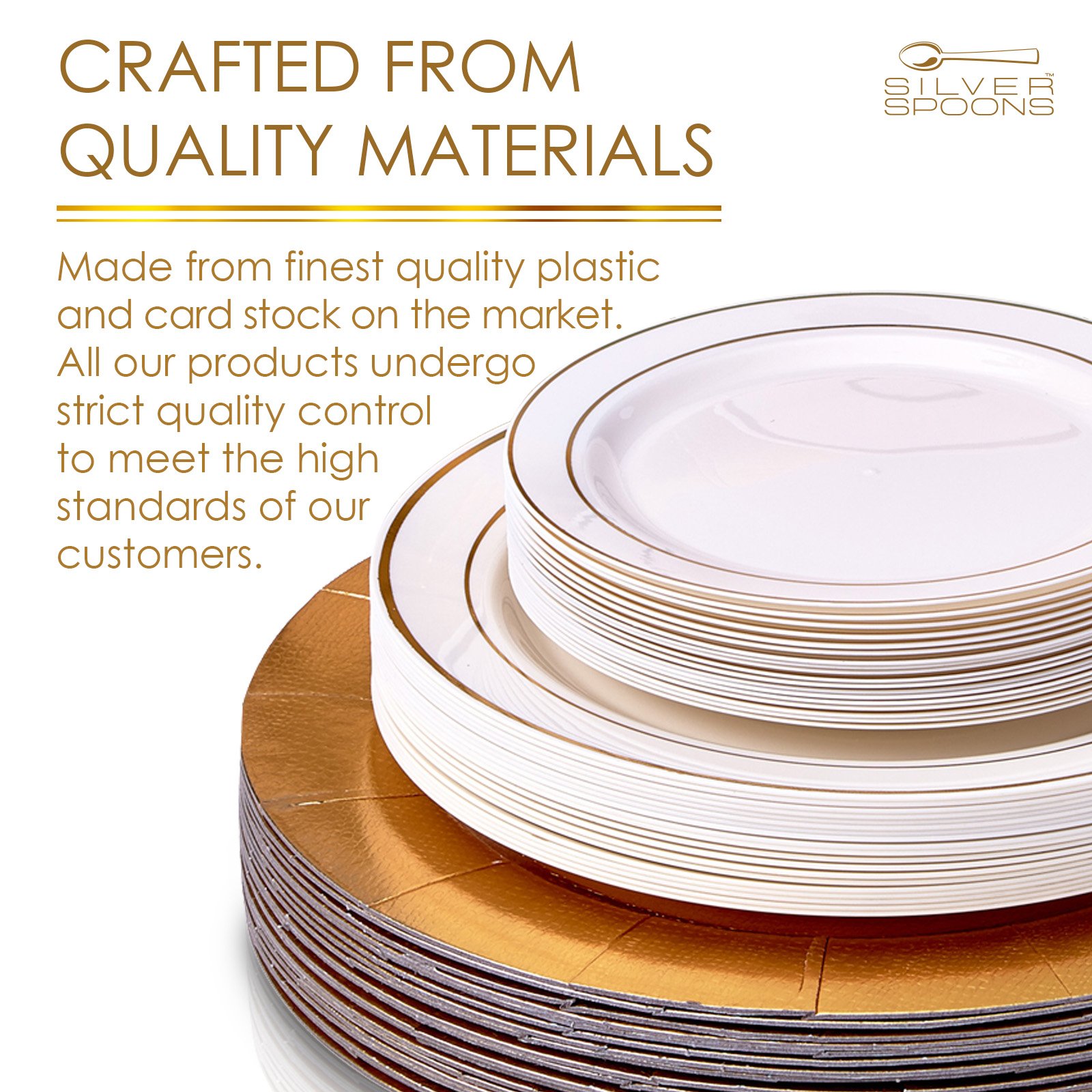 Elegant Disposable Silverware Set - Heavy Duty Plastic Dinner Plates for Upscale Weddings & Dining | Golden Glare Collection
