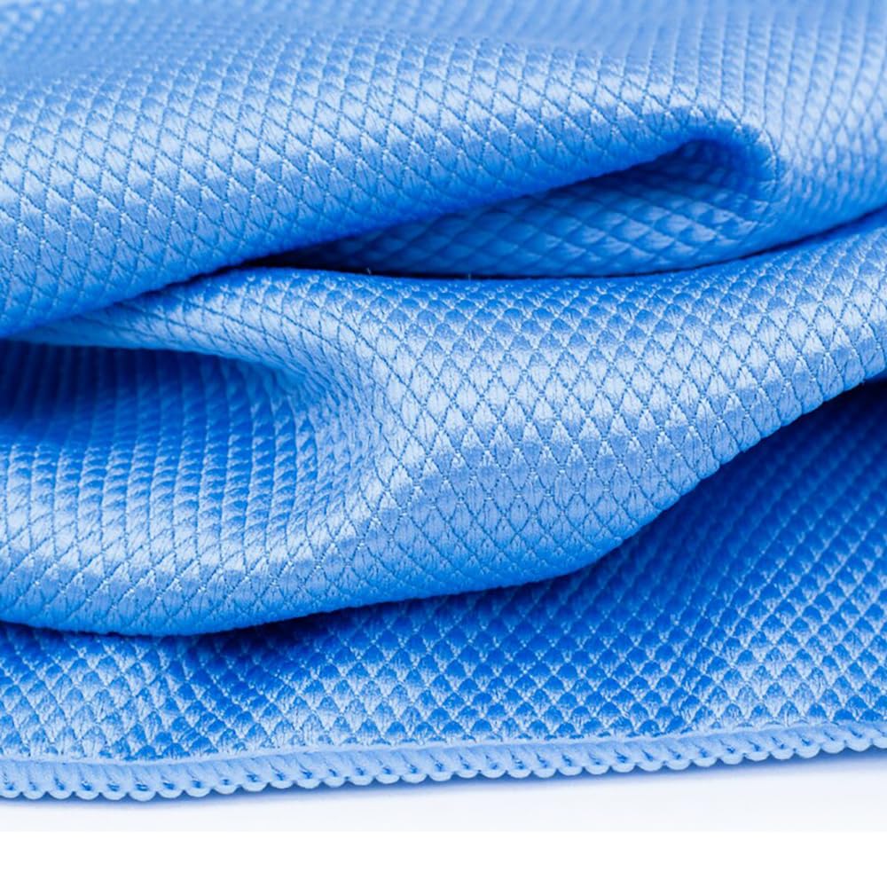 Premium Diamond Weave Glass & Window Cleaning Towels - 16x16 Inch Lint-Free Microfiber Cloths for Streak-Free Shine on Mirrors, Chrome & Auto Detailing (6-Pack, Blue) - Perfect for Car Wash, Home Windows & Electronics Cleaning