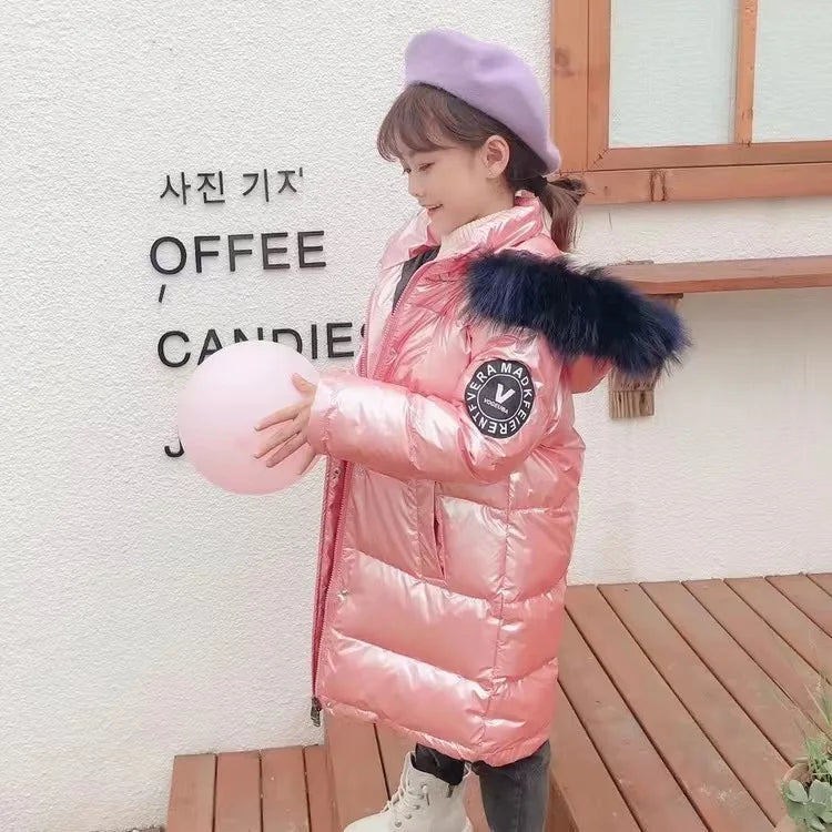 2023 Winter Down Jacket for Girls - Waterproof Shiny Hooded Coat for Kids 5-14 Years | Warm Outerwear Parka Snowsuit for Cold Weather & Outdoor Activities