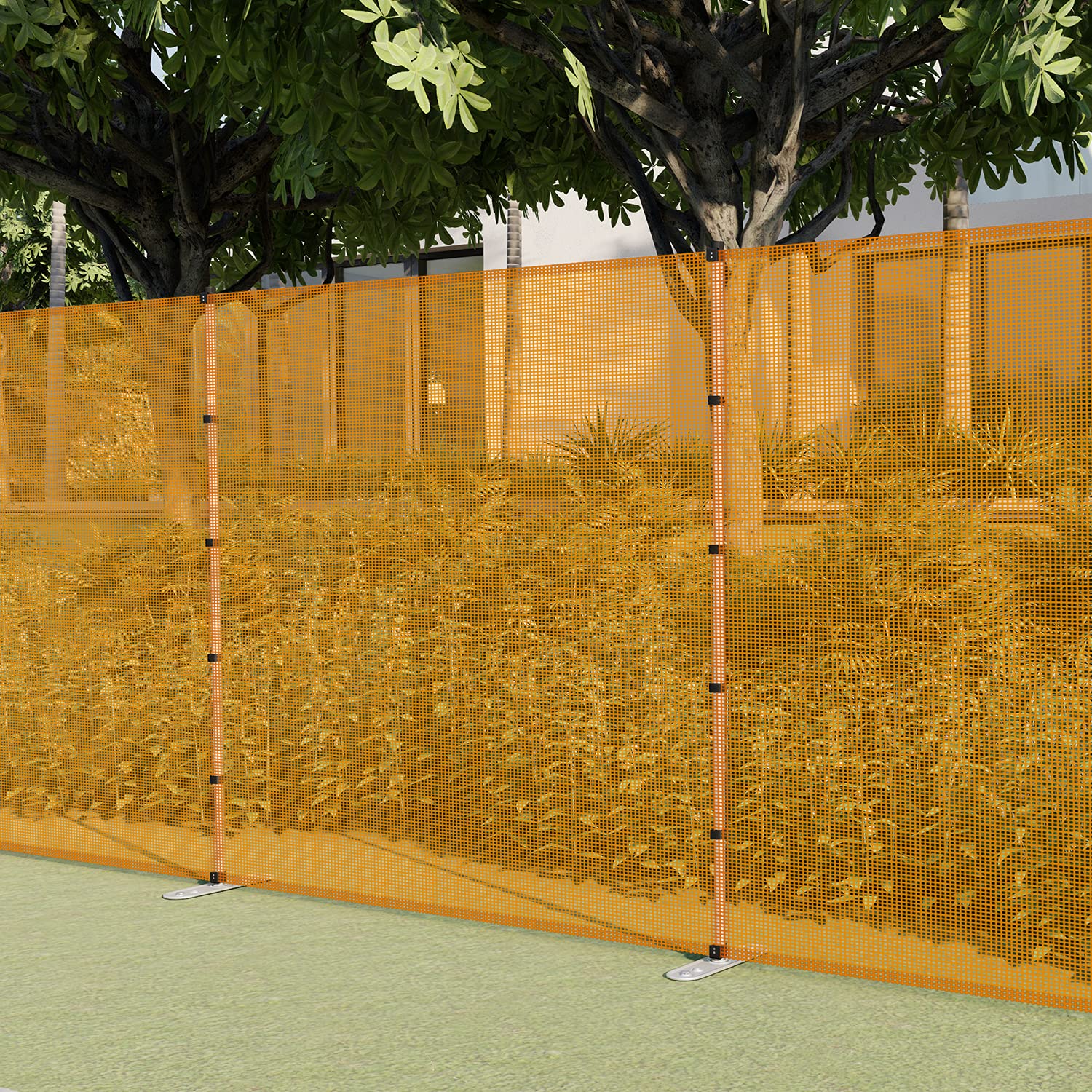PATIO Portable Outdoor Mesh Fence - 6'x24' Orange Temporary Garden Fencing with Posts | Safety Barrier for Dogs & Chickens | Ideal for Backyard, Yard & Garden Protection | Easy to Move & Install