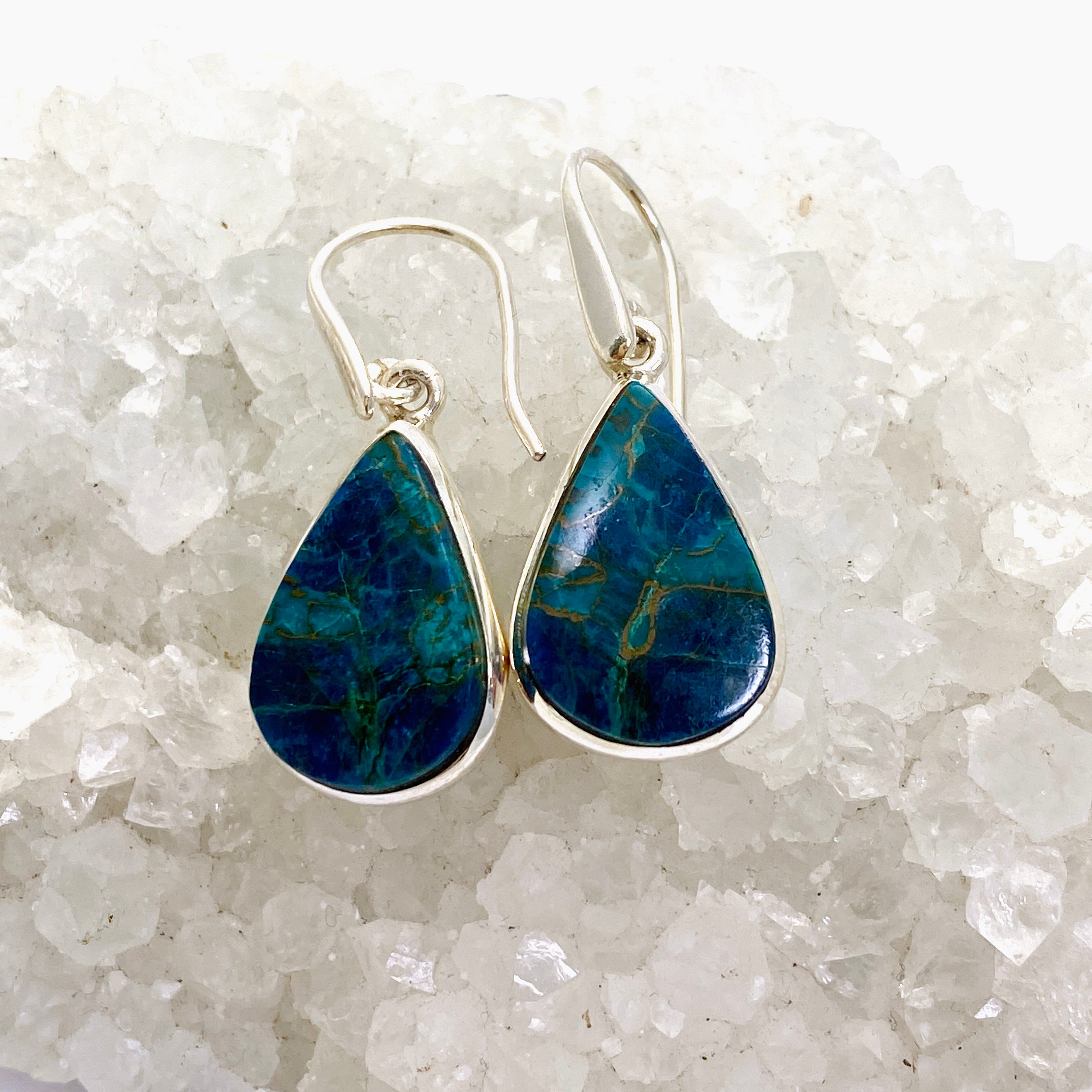 Shattuckite Teardrop Cabochon Earrings - Handmade Blue Gemstone Jewelry for Women | Perfect for Boho Style, Gift Giving & Special Occasions