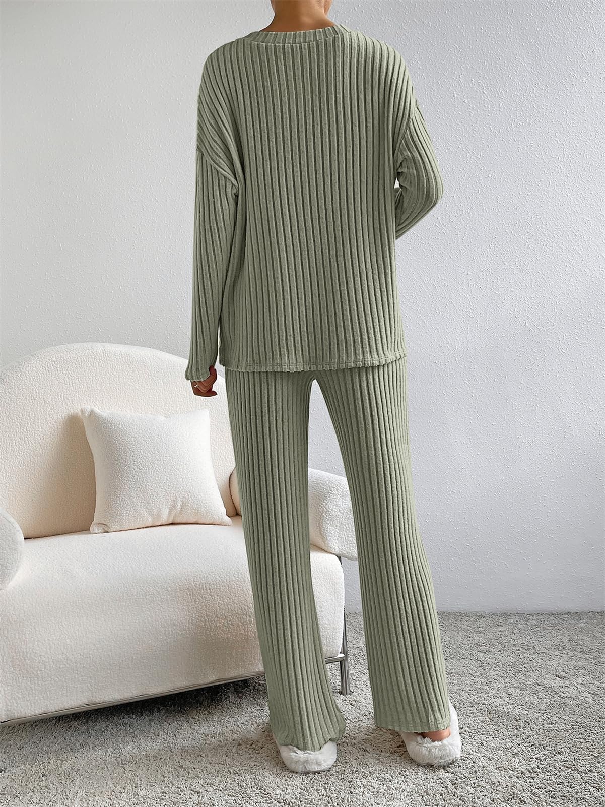 Women's 2-Piece Ribbed Lounge Wear Set - Soft Co-Ord Tracksuit & Sleepwear for Home, Yoga & Relaxation | SotRong UK