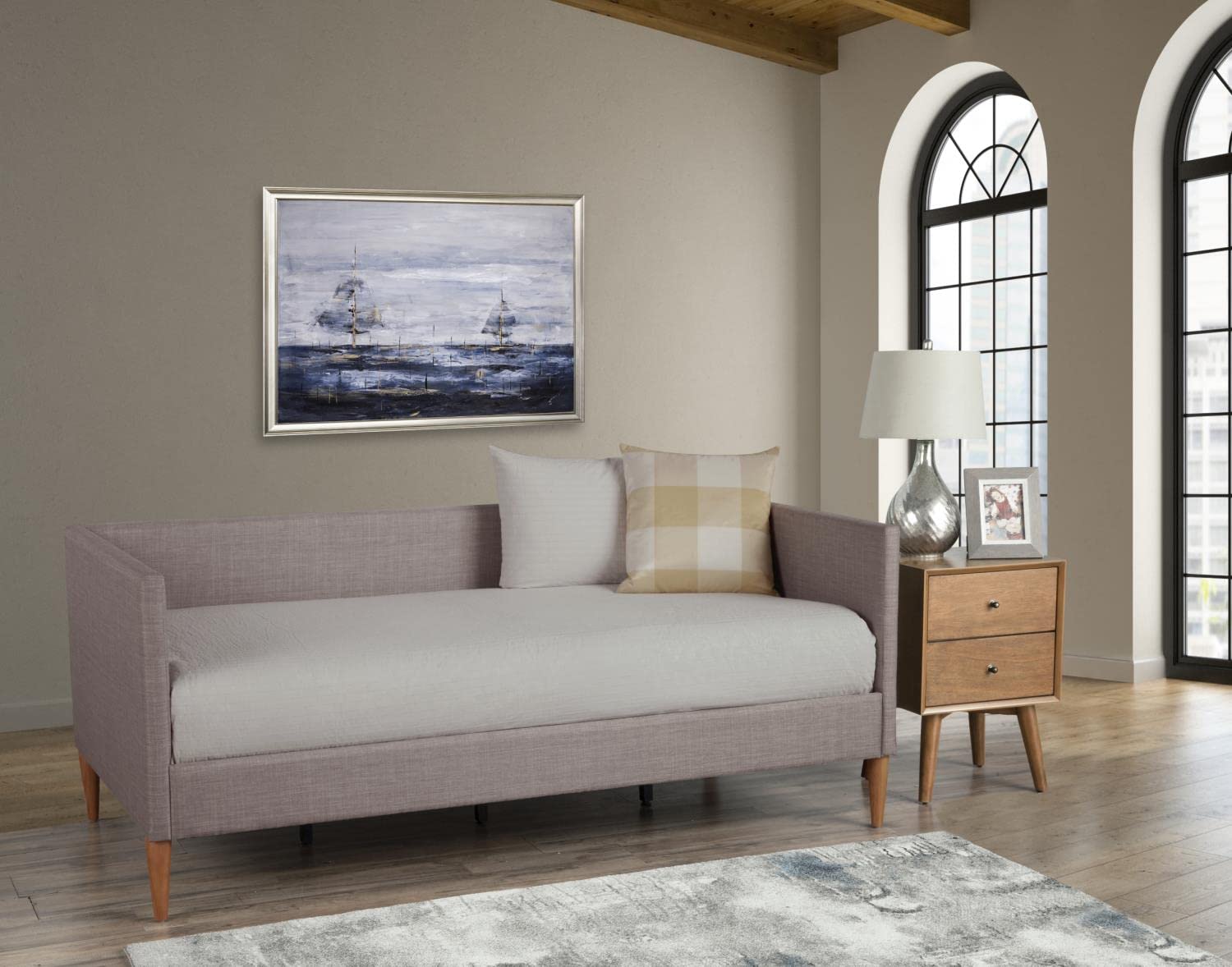 Alpine Furniture Britney Dark Gray Wooden Day Bed - Twin Size (1296T) for Guest Room, Patio, or Small Space Decor