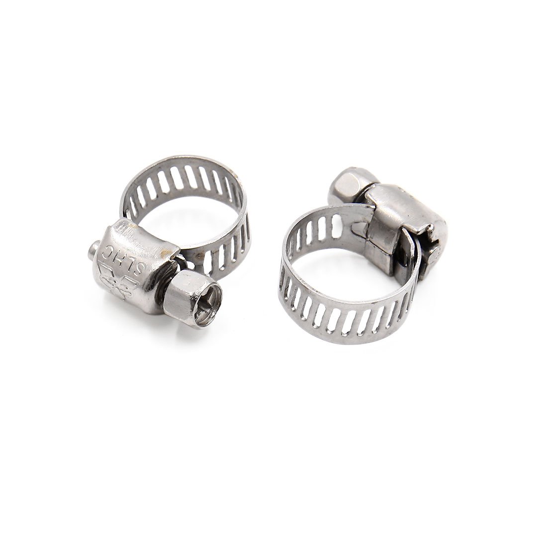 uxcell 4pcs Silver Tone Stainless Steel 18-32mm Adjustable Gear Hose Clamp for Car, Truck, RV & Marine Applications - Corrosion Resistant Automotive Pipe Fastener