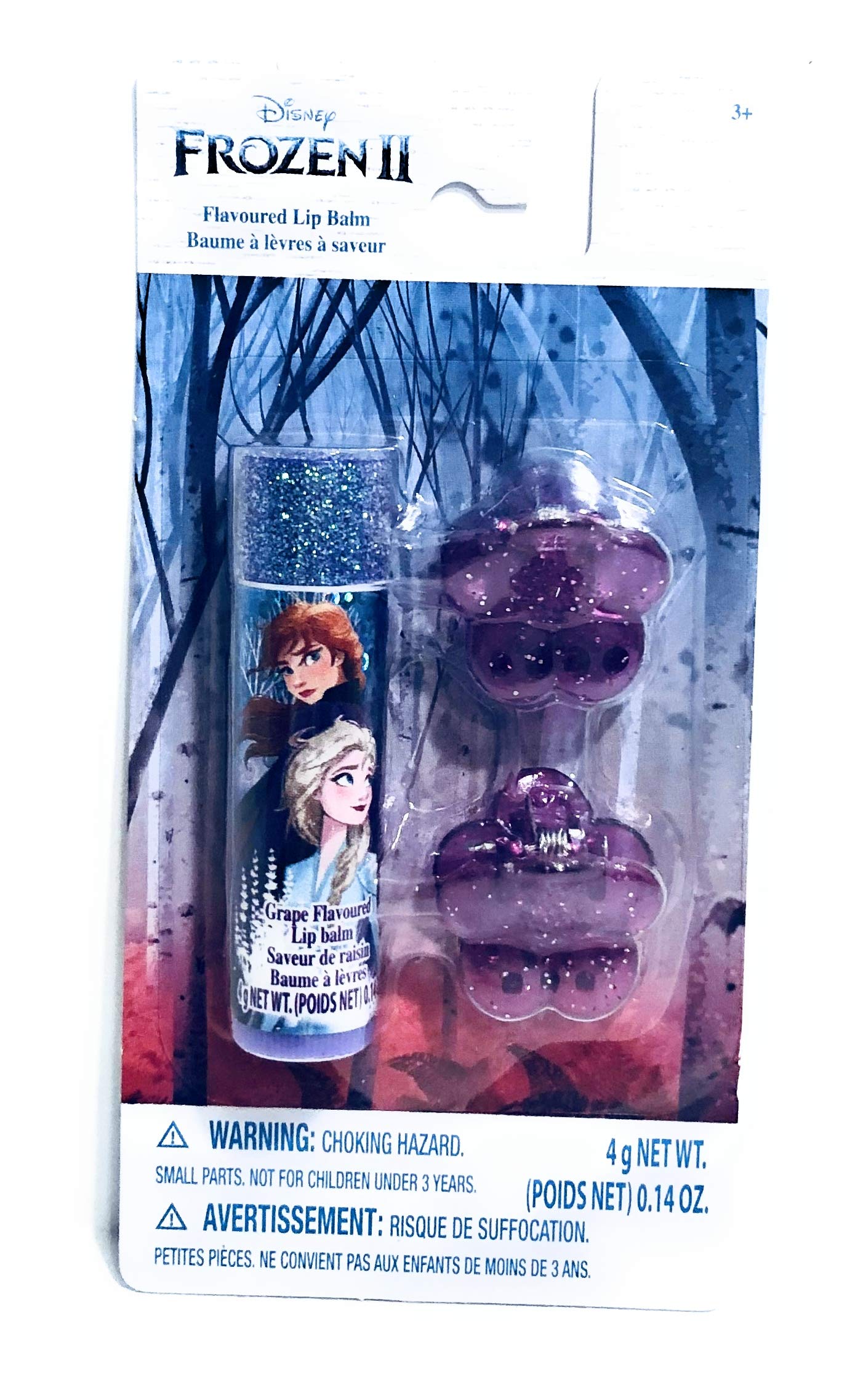 Frozen 2 Flavored Shimmery Lip Balm Set with Hair Clips - Moisturizing & Glossy Lip Care for Kids, Disney Princess Gift for Girls - Perfect for Birthday Parties, School, and Daily Use
