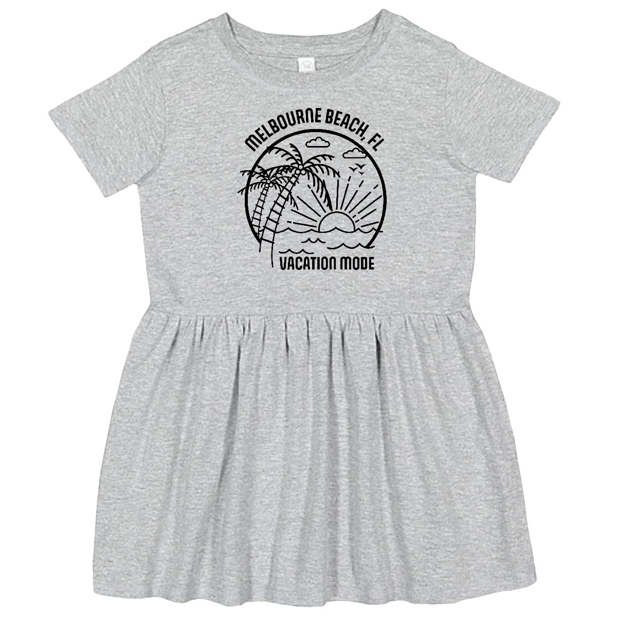 Inktastic Summer Vacation Mode Melbourne Beach Florida Toddler Dress - Cute Floral Printed Girls' Outfit for Beach Trips, Family Vacations & Outdoor Adventures
