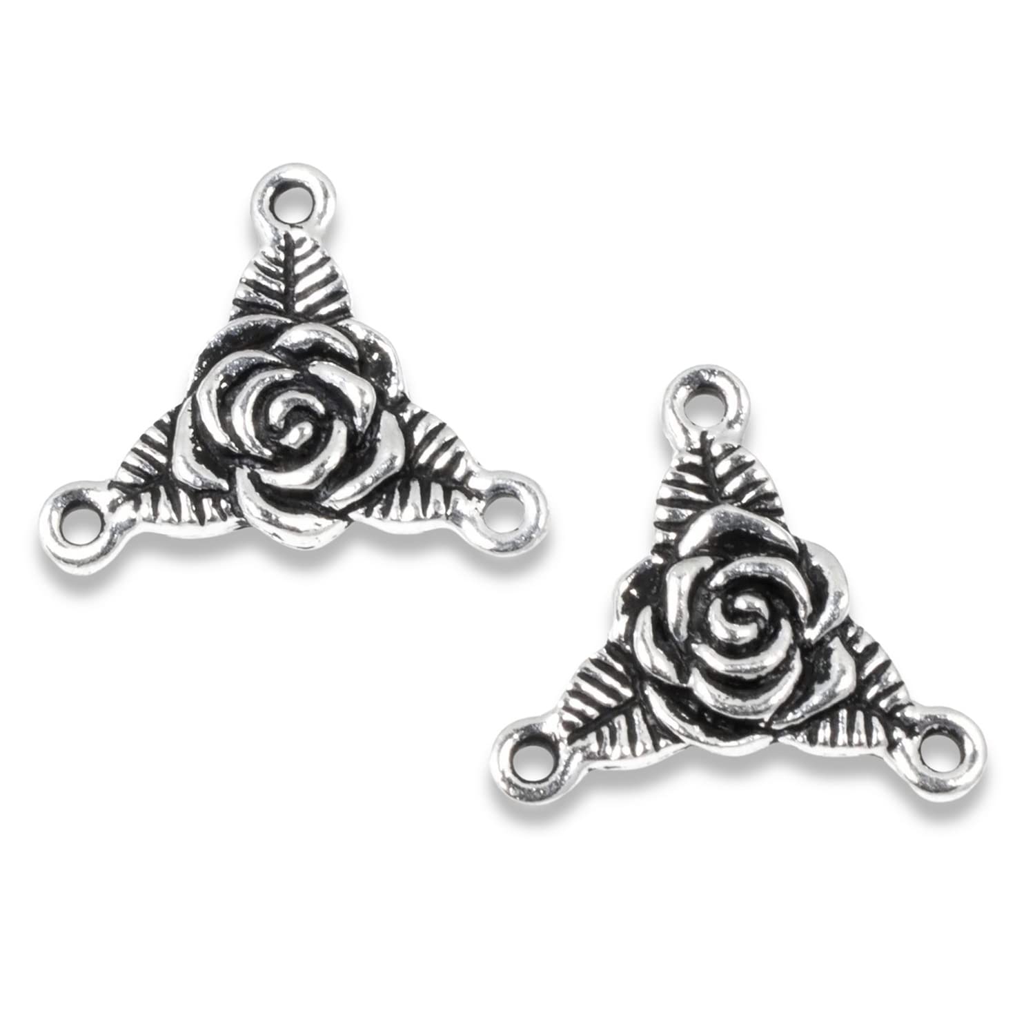 Silver Rose Trinity Rosary Connector - TierraCast Link (2-Pack) | Perfect for DIY Jewelry Making, Catholic Rosary Crafting & Religious Gift Projects