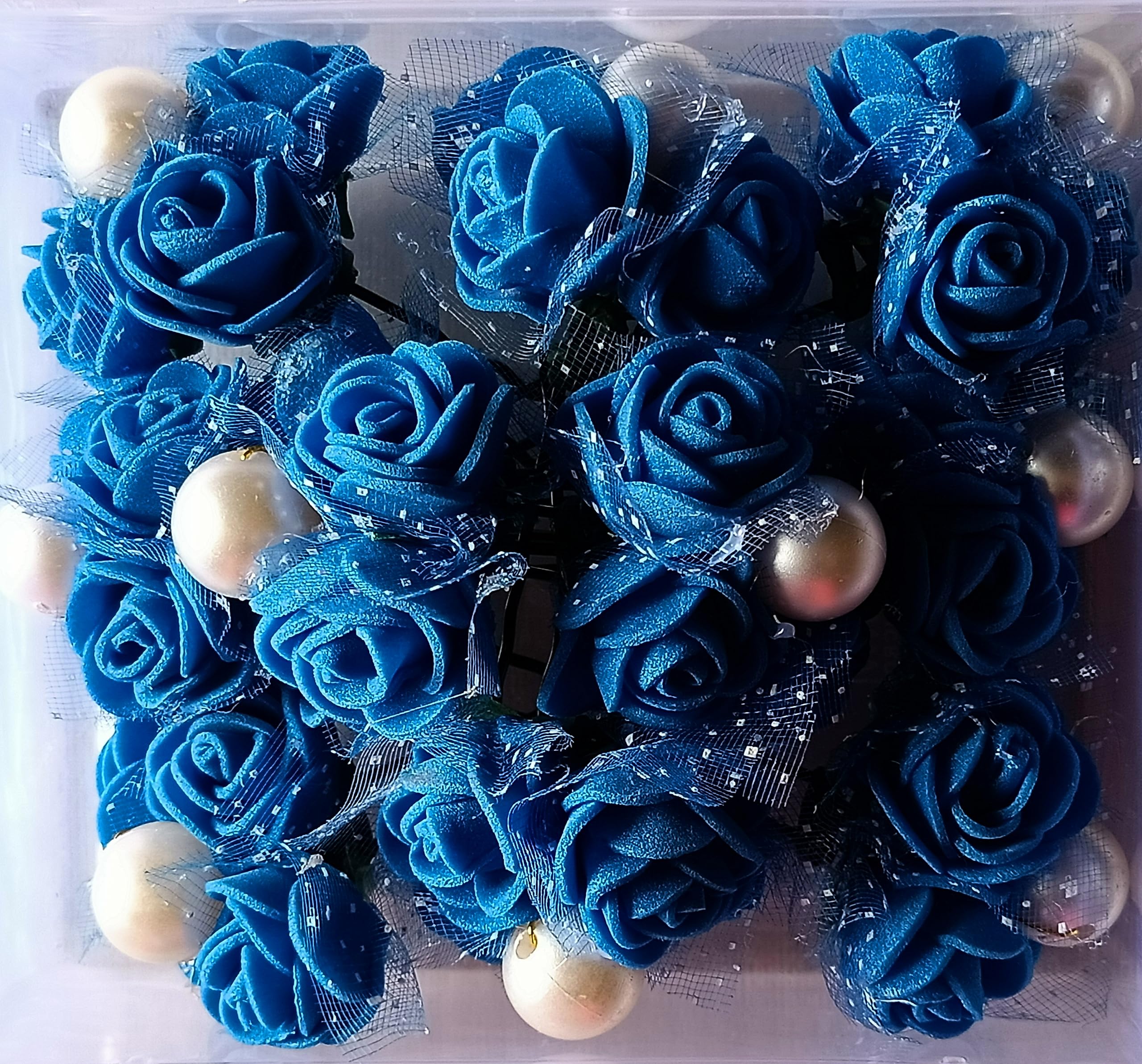 Royal Blue Peaches & Pink Center Pearl Juda Pins - Pack of 12 for Bridal Hair Accessories, Wedding Jewelry, and Special Occasion Outfits