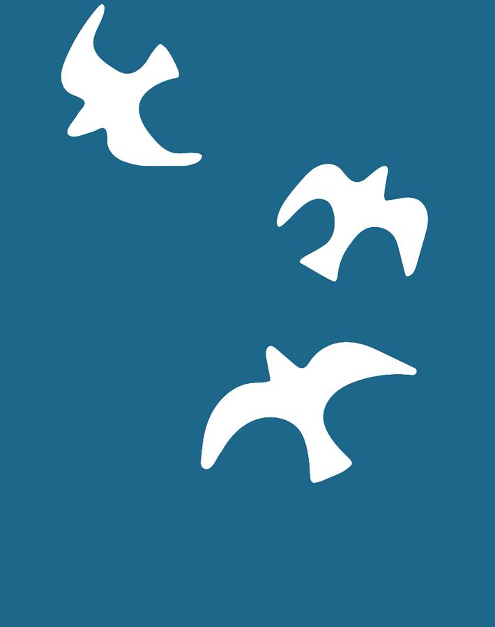 Gulls Wallpaper by Tea Collection in Cadet Blue - Coastal & Nautical Themed Wall Decor for Living Room, Bedroom, or Nursery