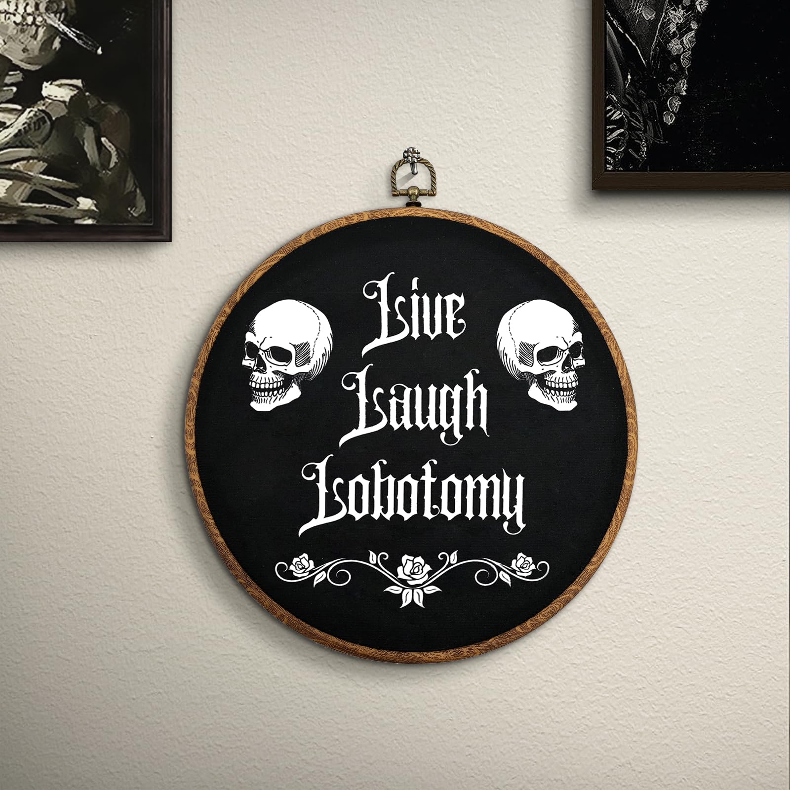 Gothic Wall Art - Live Laugh Lobotomy Sign for Bedroom & Office Decor