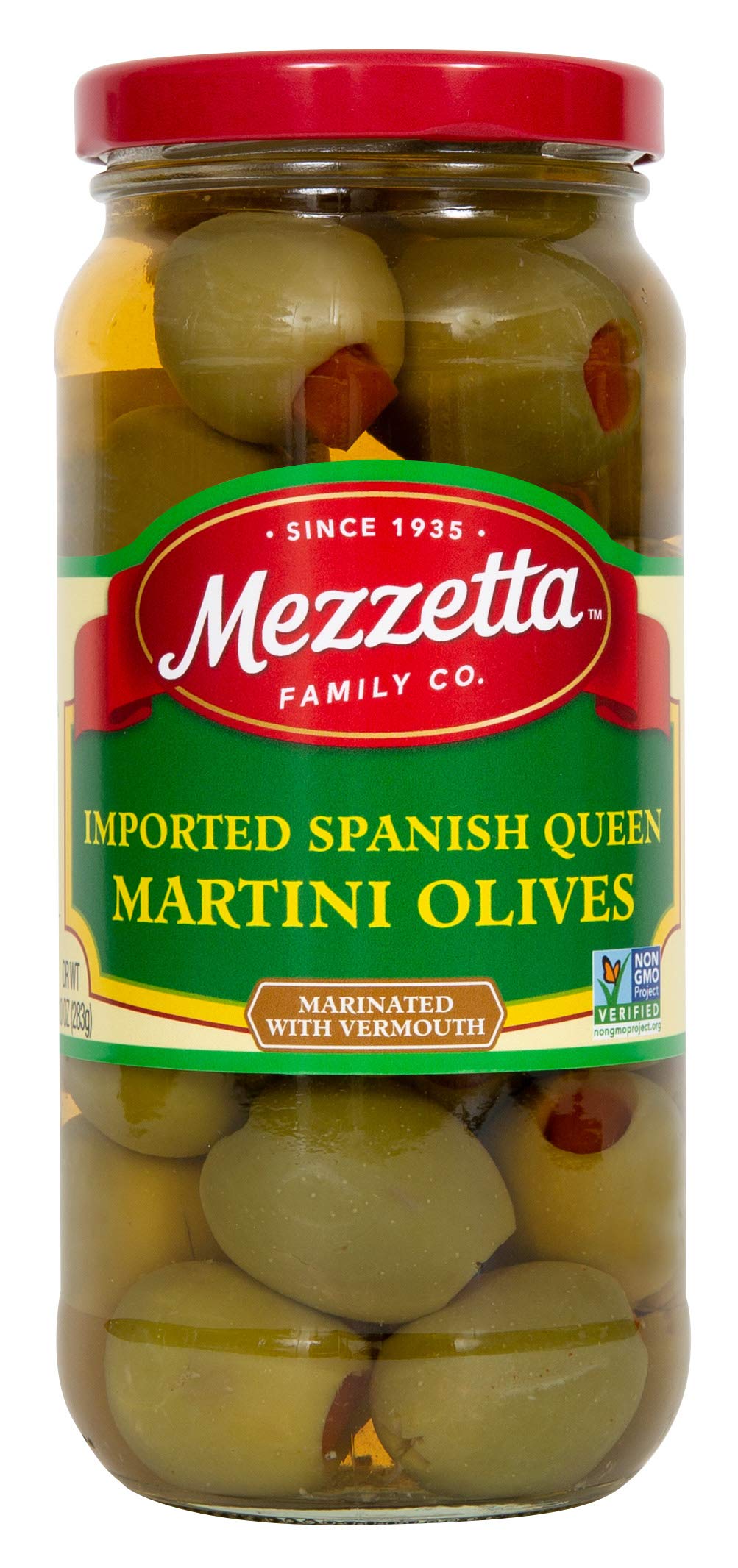 Mezzetta Spanish Queen Olives - Imported Martini Olives, 10 oz Jar | Premium Cocktail & Charcuterie Ingredient for Martinis, Salads & Appetizers