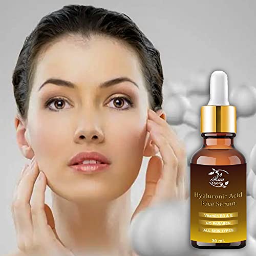 24 Hour Organic Hyaluronic Acid Face Serum with Vitamin B3 & E - Hydrating, Anti-Aging, Wrinkle Reduction for All Skin Types | Perfect for Daily Skincare Routine & Nighttime Hydration Boost