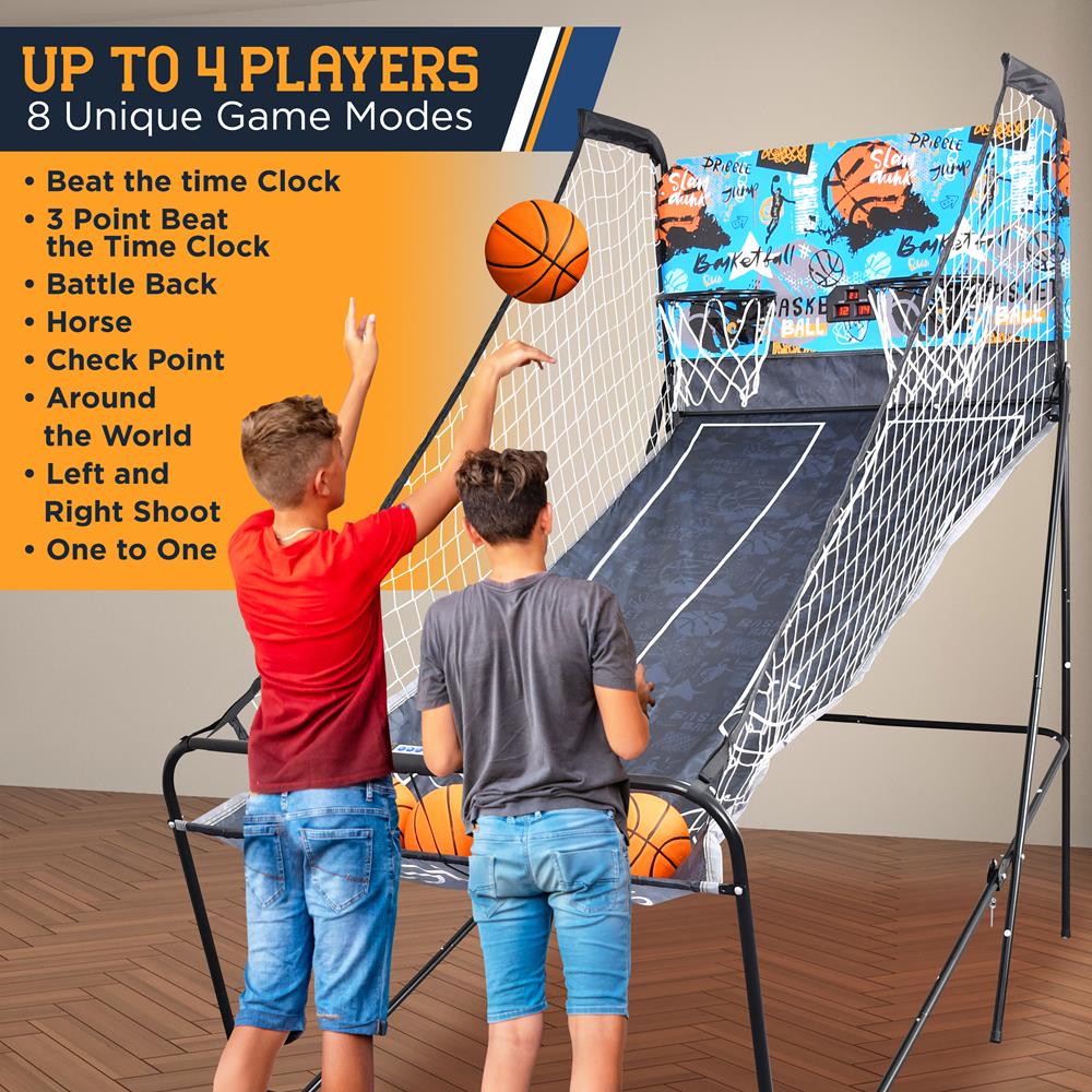 Dual Shot Basketball Hoop System - Adjustable Height & Durable Backboard for Indoor & Outdoor Play - Perfect for Driveway, Gym, and Backyard Basketball Games