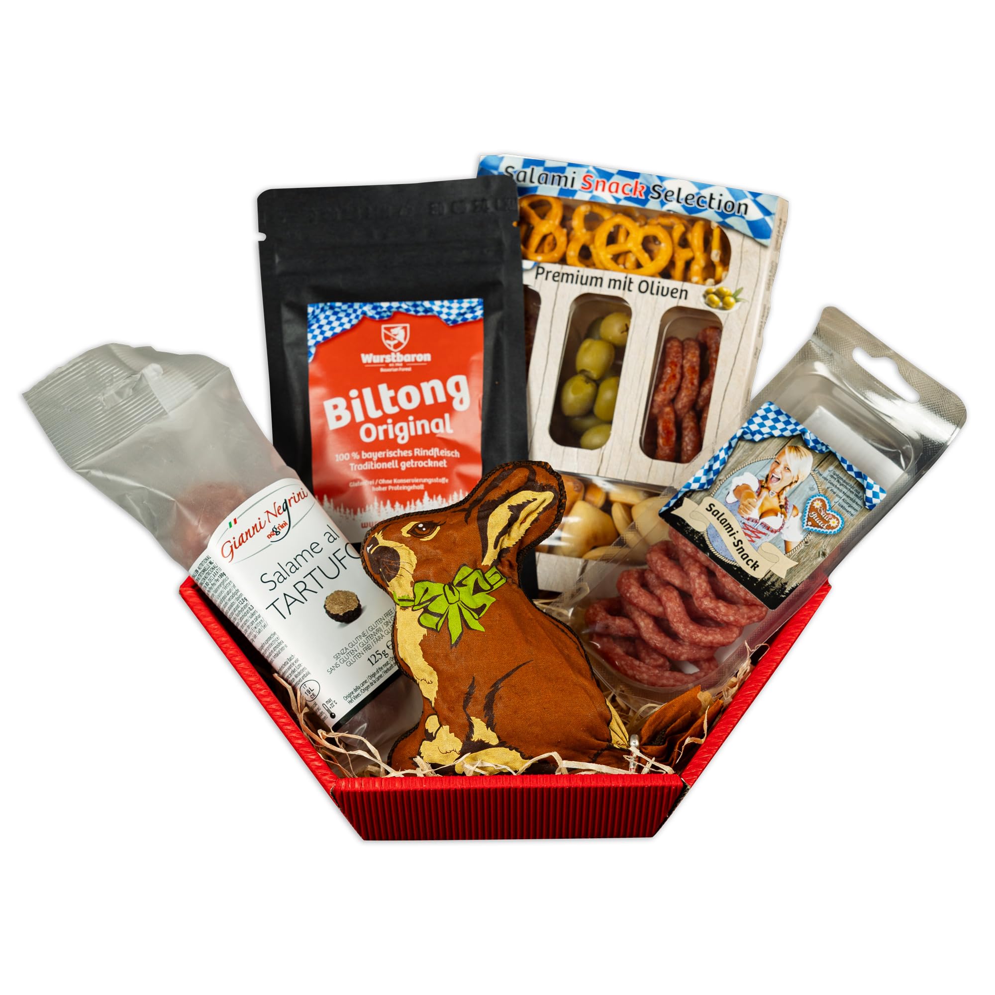 Easter Gift Basket with Rabbit - Premium Salami, Snacks & Biltong (500g) - Perfect for Easter Celebrations, Corporate Gifts & Holiday Parties