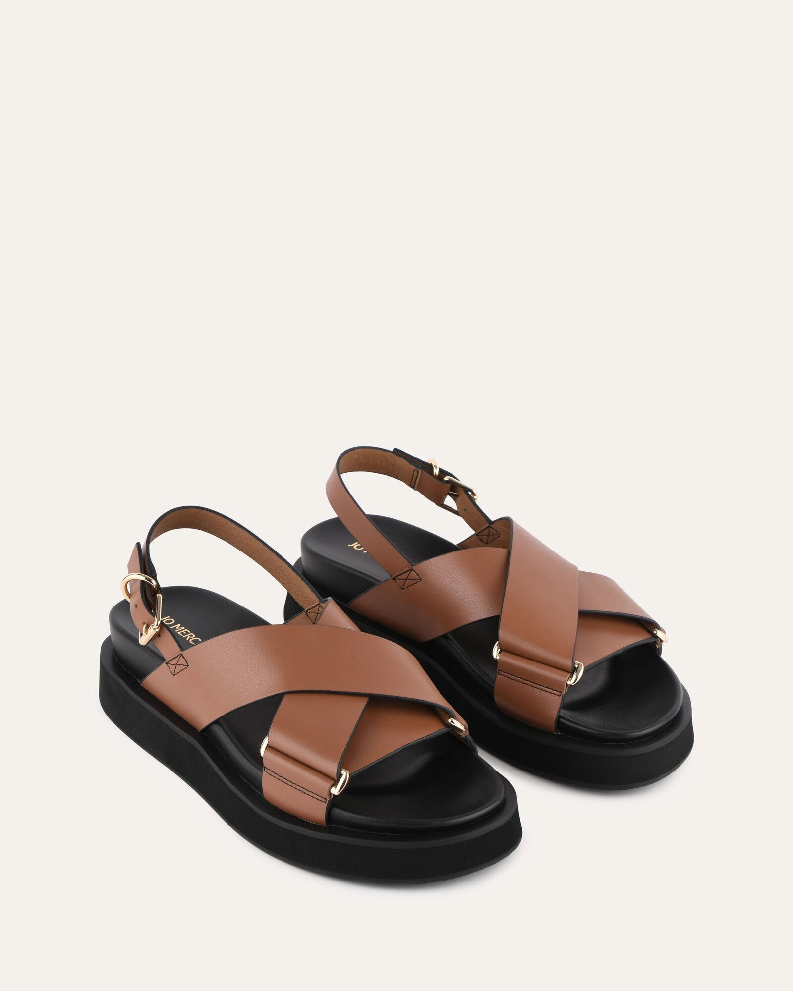 Marley Flat Sandals for Women - Dark Tan Genuine Leather Comfortable Slides - Perfect for Beach, Vacation & Summer Outfits