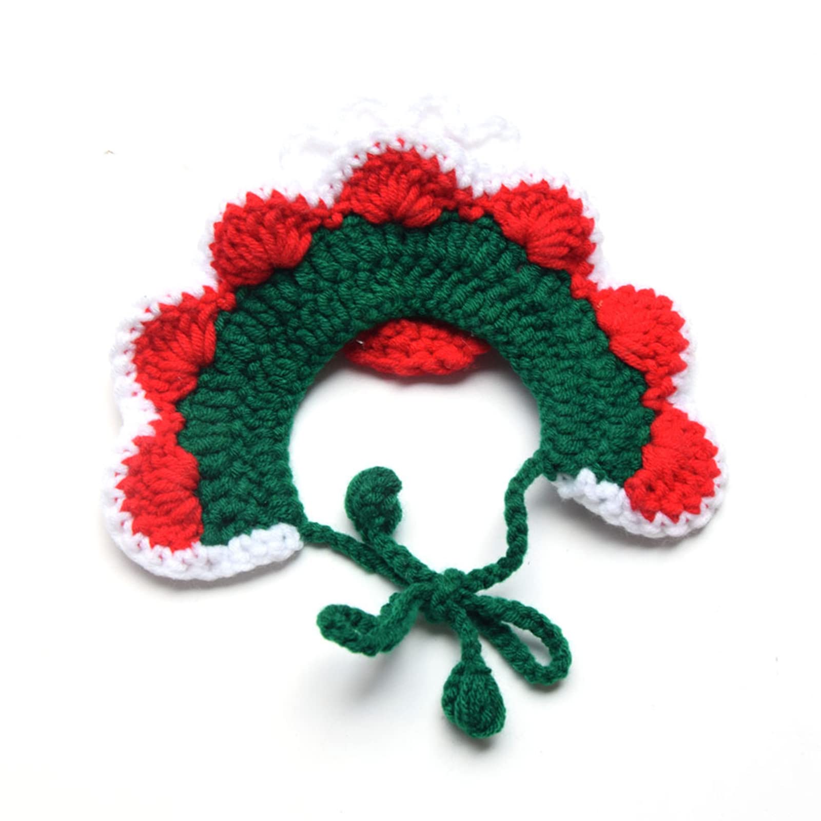 Handmade Knit Cat and Dog Collar - Cute Wool Pet Bib Accessory for Christmas Gifts (Santa Claus Design, Size M 25-30cm) - Perfect for Holiday Pet Photos & Cat Lover Presents
